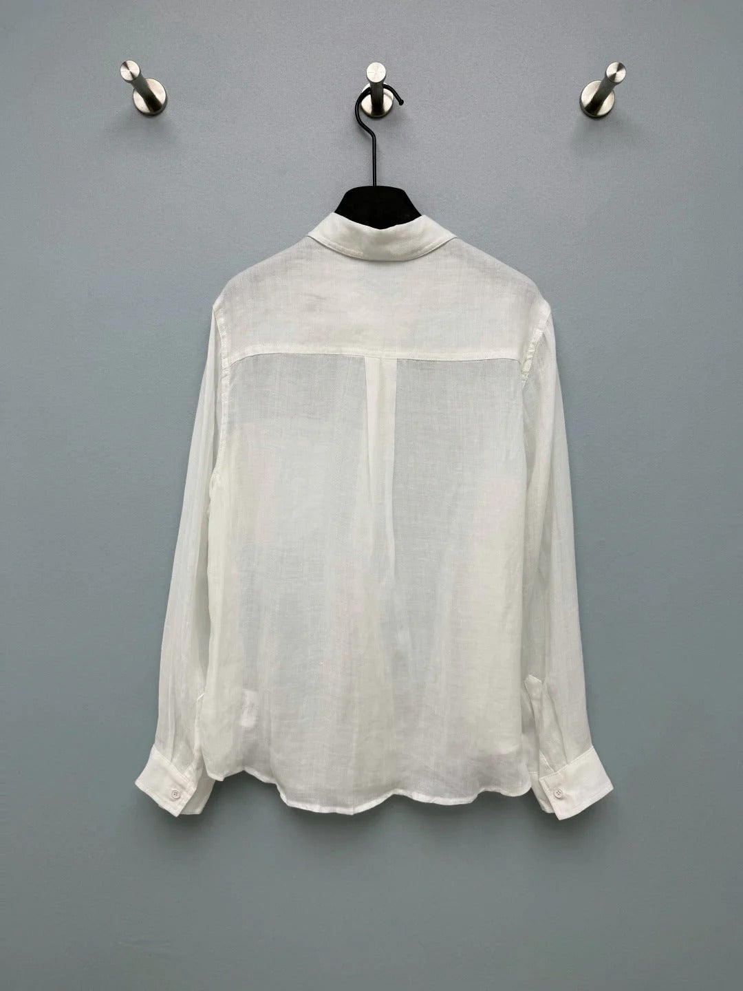 Chanel 2026 Double C Embroidery Shirt White and Navy Blue Cotton 392370