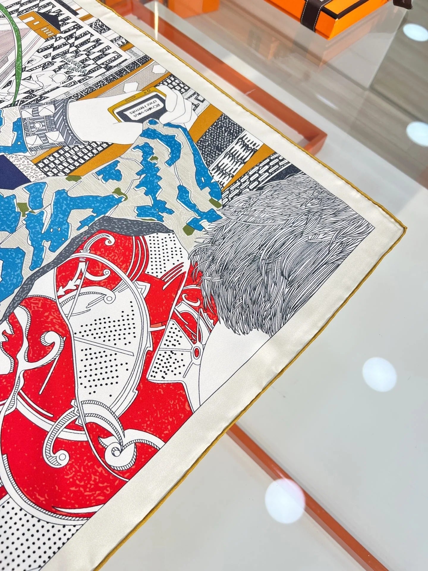 HM 26s Knitting Scarf 90 White Green Blue Colorful Mulberry Silk 148047