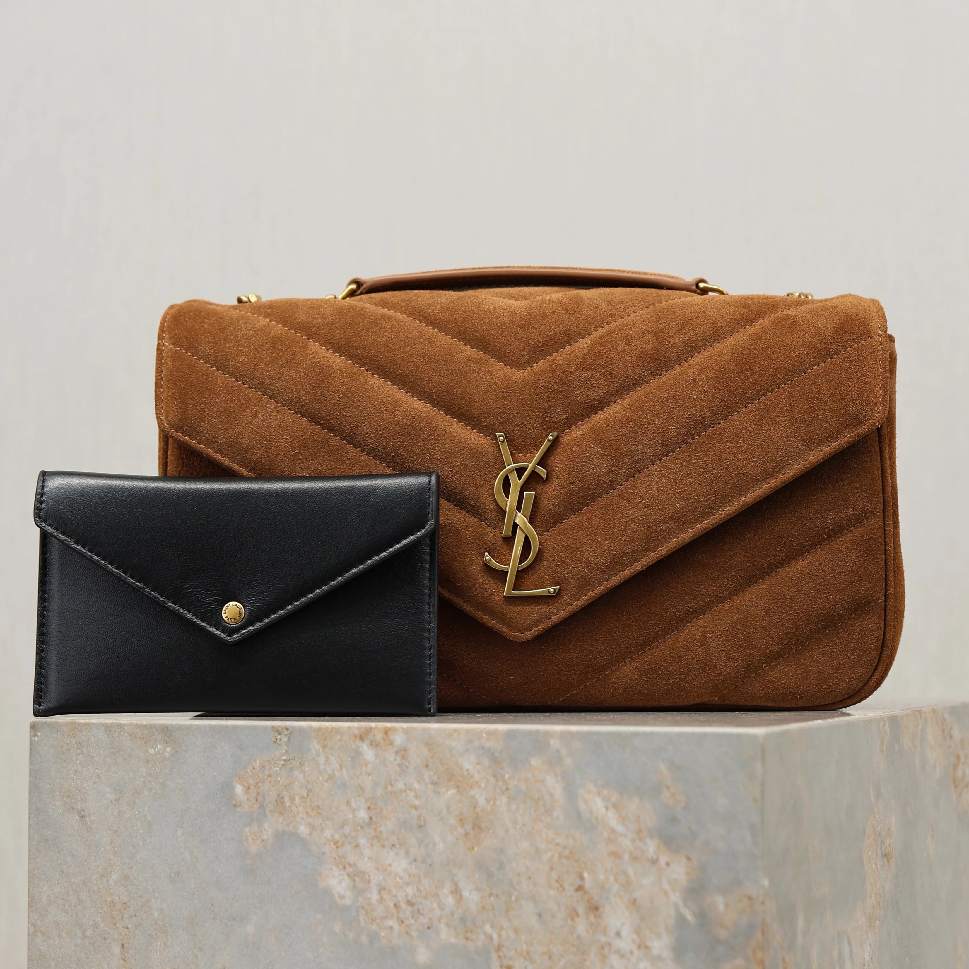 YSL 2026 Loulou Bag 29cm Caramel Suede Leather