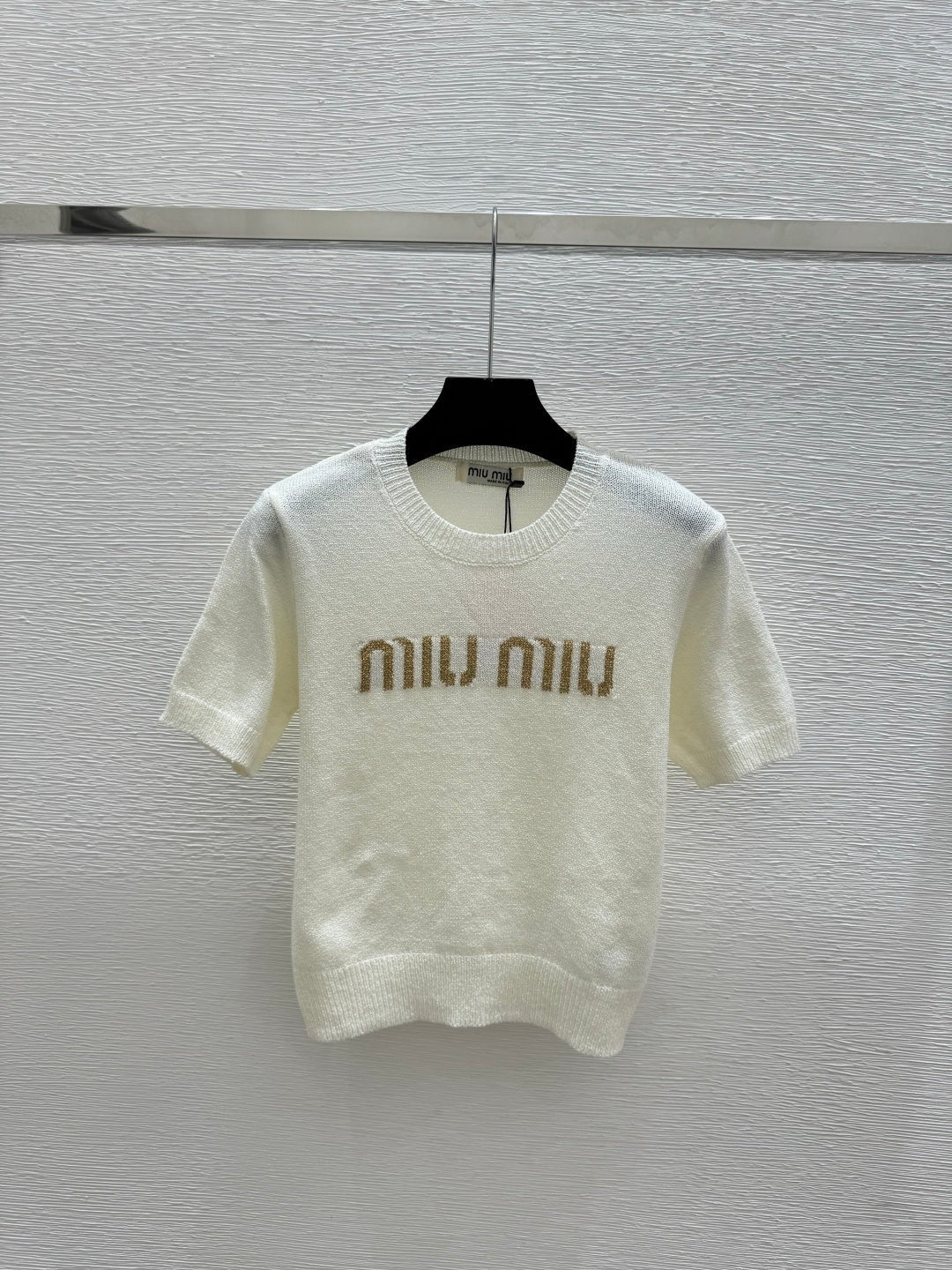 Miu Miu 2026 Short-sleeved Top White Gray Black Tencel Cotton 14171