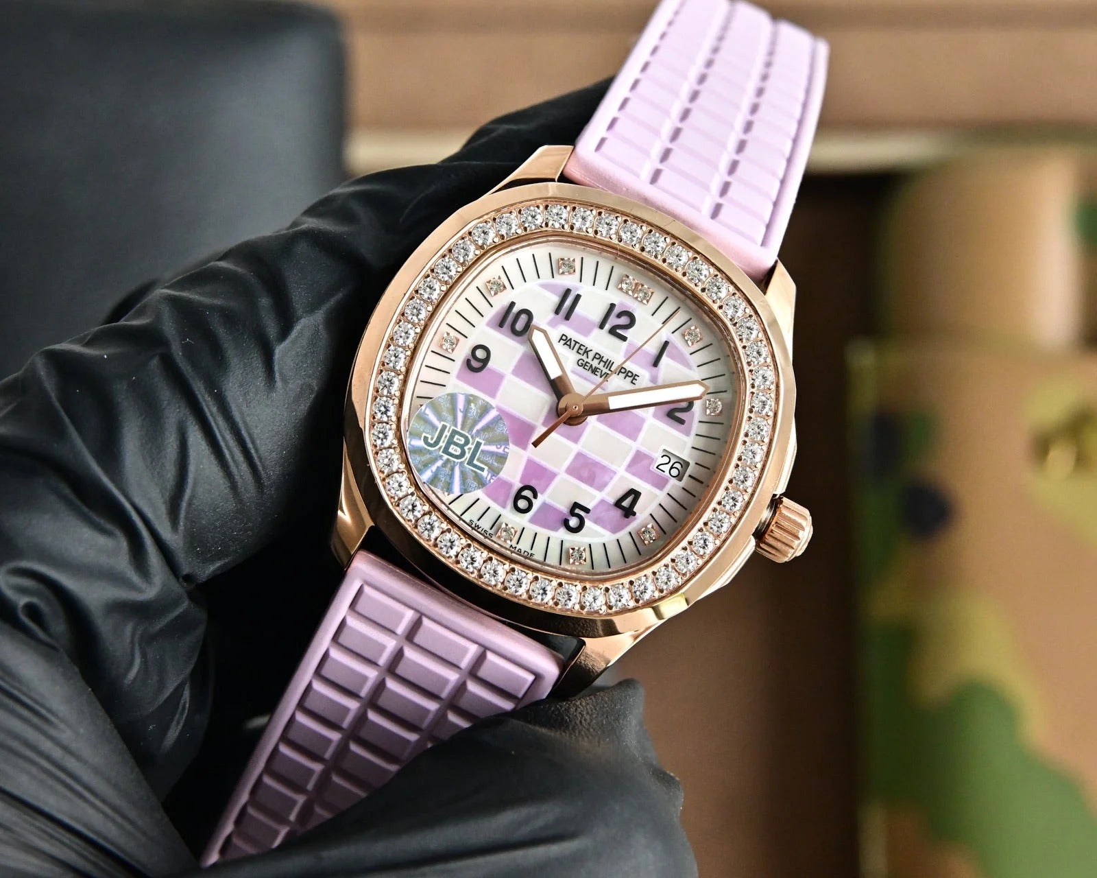 Patek Aquanaut 35.6mm Rose Gold Case Pink Strap Watch