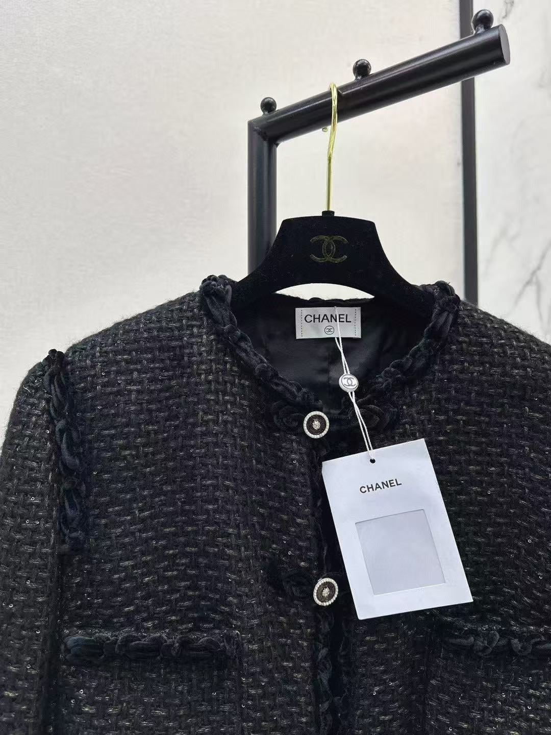 Chanel 2026 Jacket Black Tweed Wool