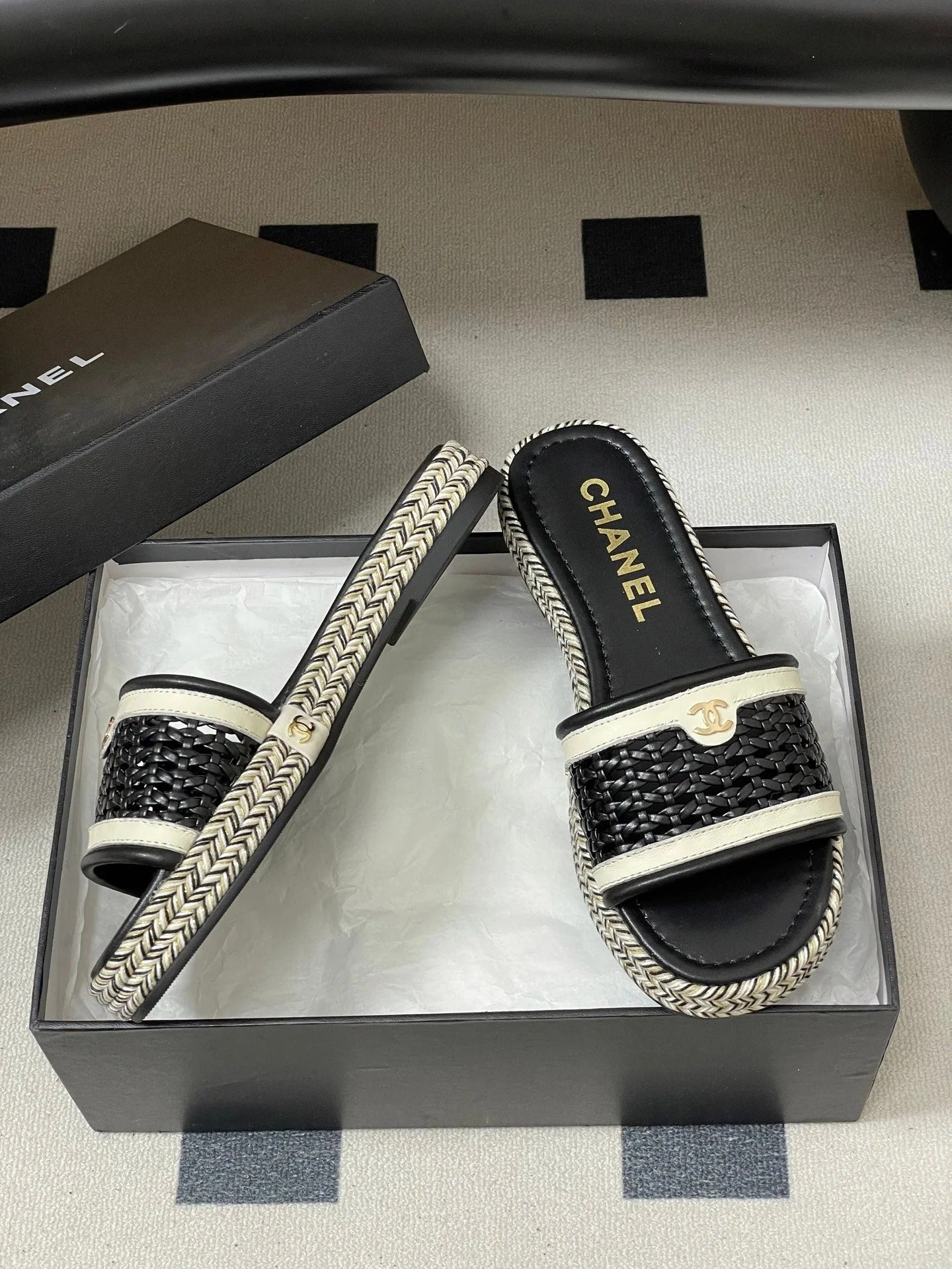 CC 26s Platform Slippers Black Cowhide 649461