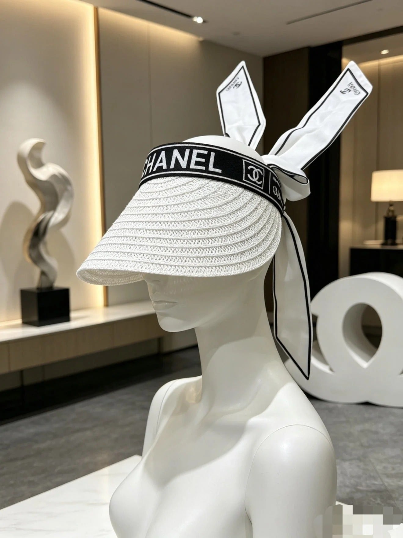 Chanel Visor Hat With Bow Detail 280793