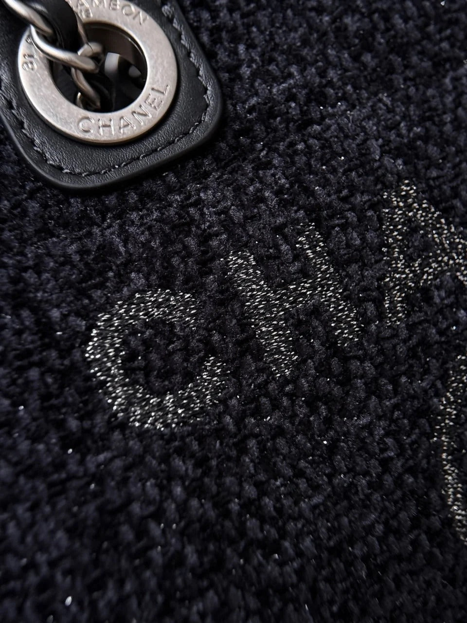 Chanel 2026 Mini Deauville Tote Bag 24cm Black Wool Leather Canvas