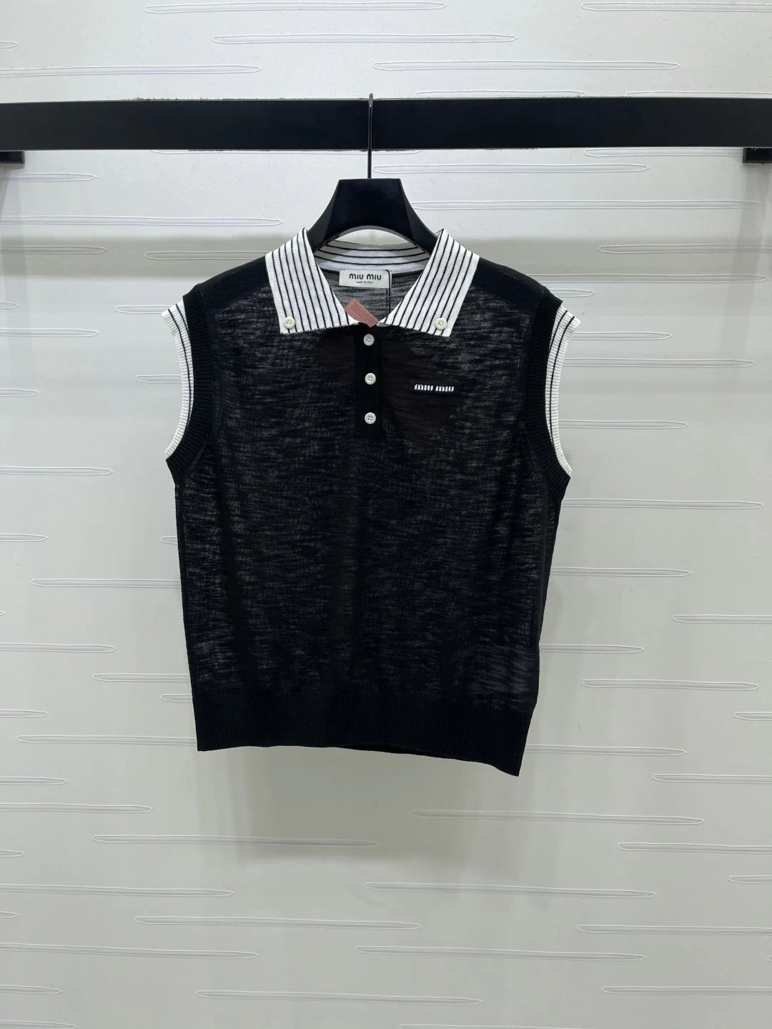 Miumiu 2026 Vest With Striped Collar Wool Cashmere 398053