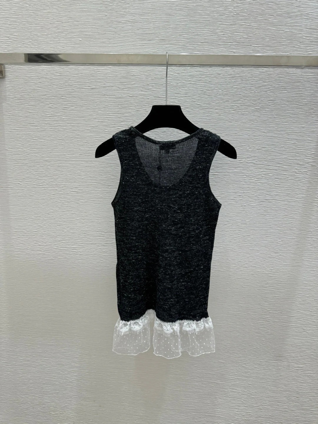 Chanel 2026 Black Vest White Lace Trim 516786