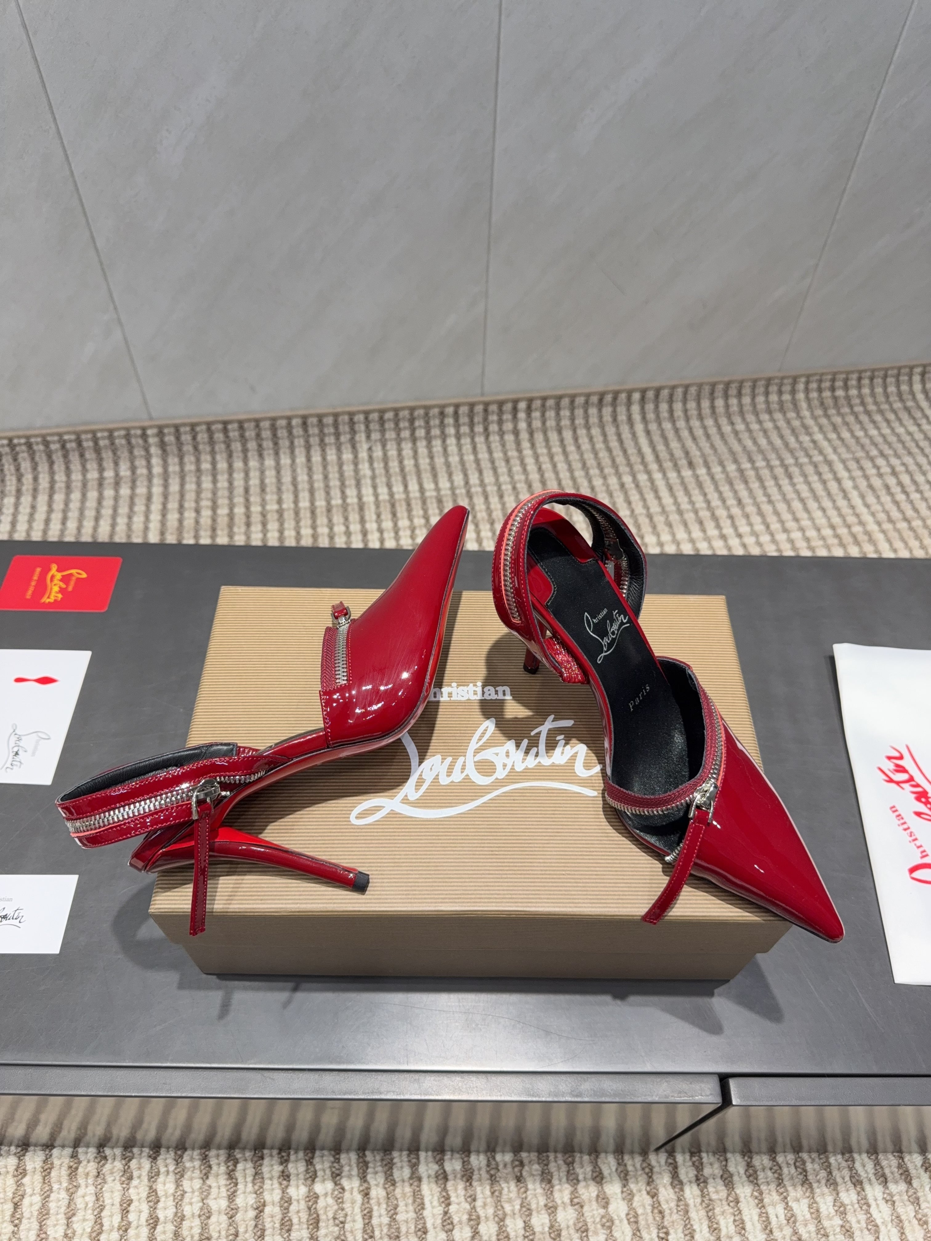 CL 2026 Slingback With Zipper Details 100mm Red Patent Leather 613789