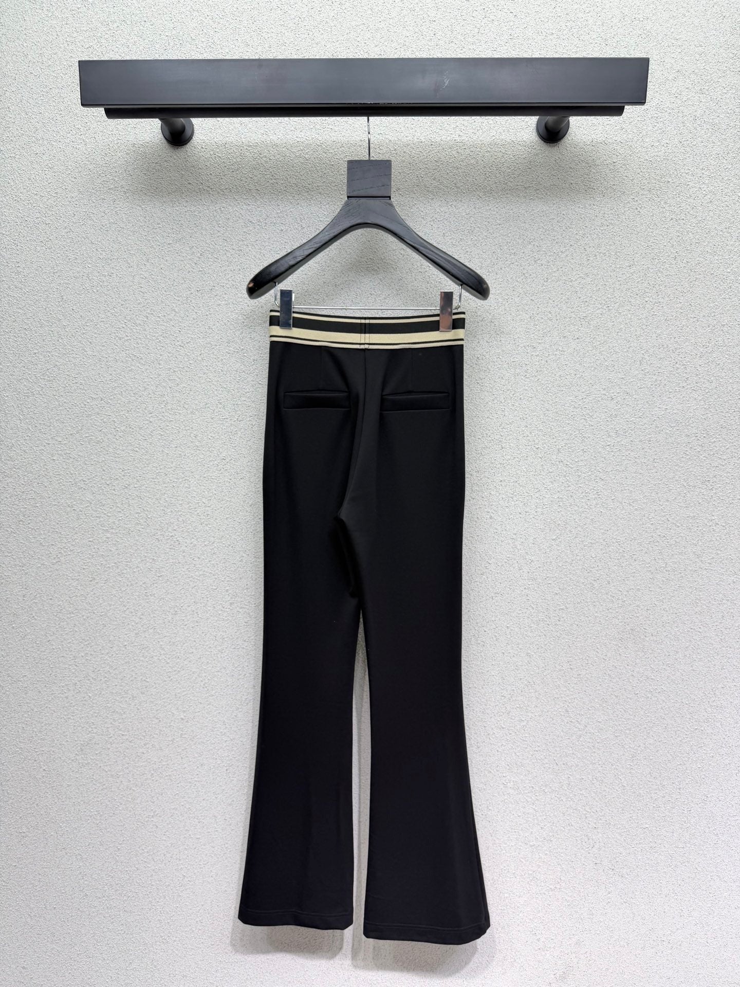 Prada 2026 Letter Webbing Flared Trouser Black Cotton 132457