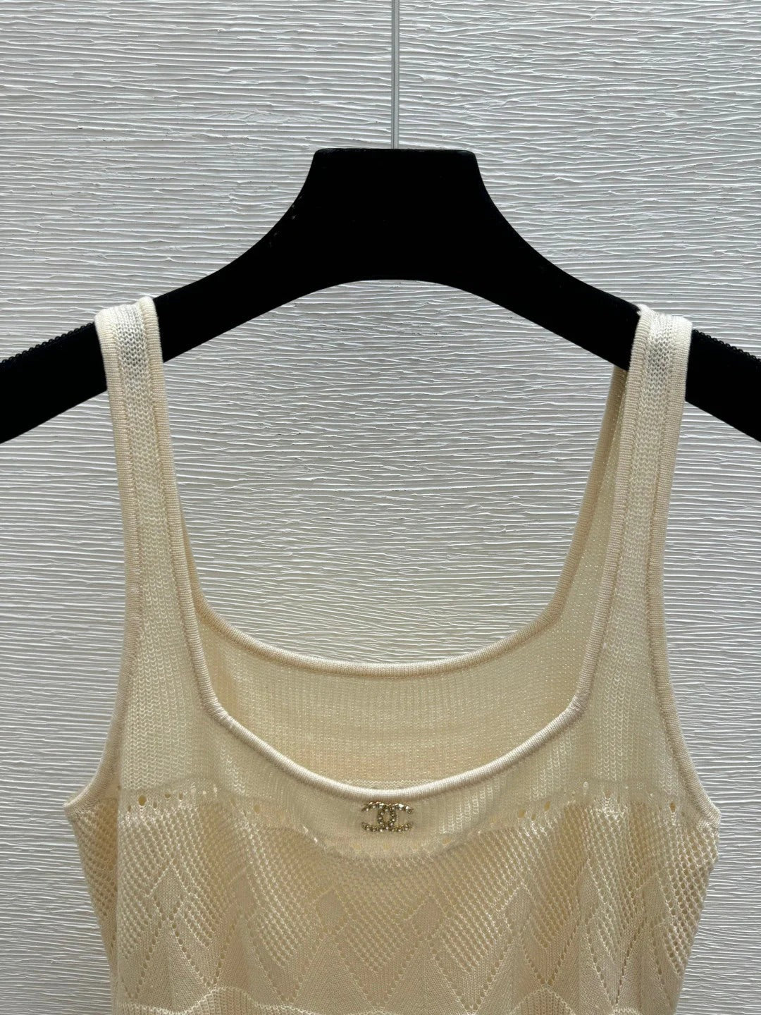Chanel 2026 Round Neck Knitted Suspender Dress Yellow Linen 516040