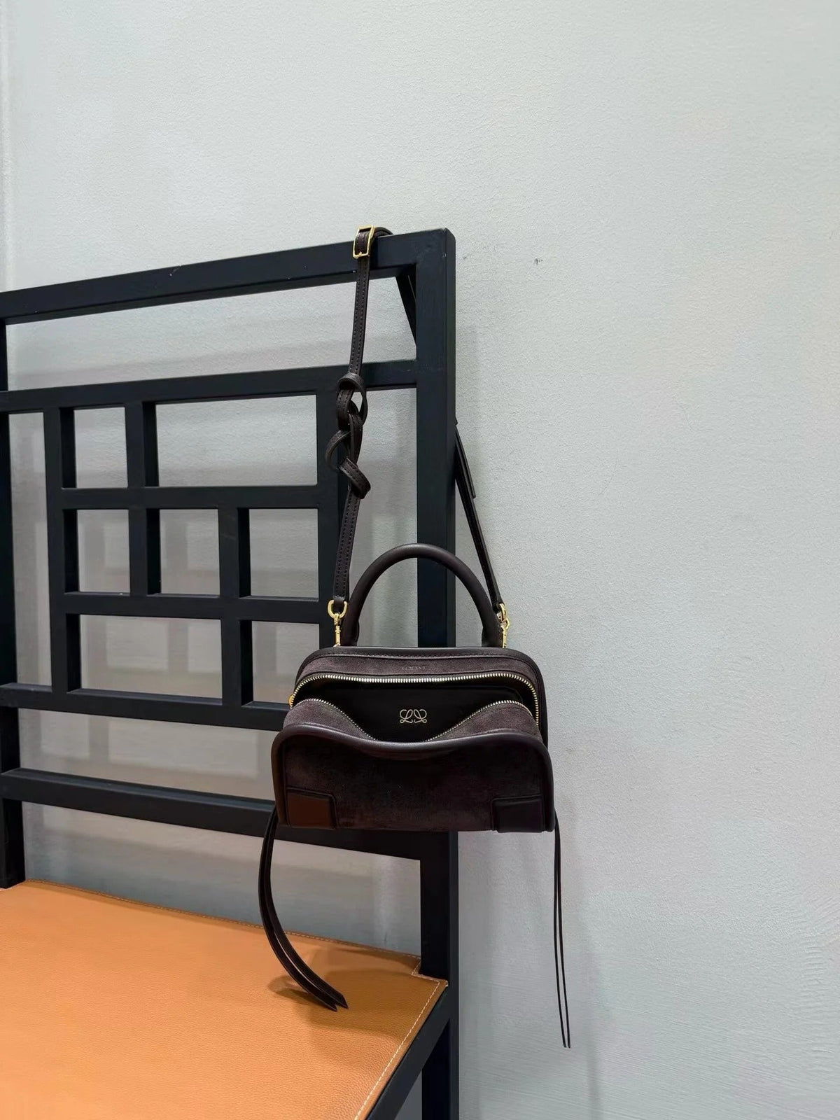 Loewe 2026 Amazona Bag 20cm Dark Chestnut Suede Leather