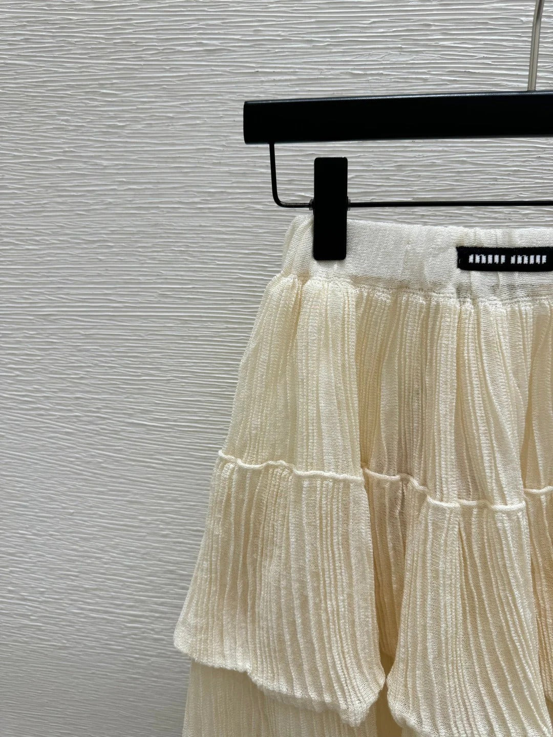 Miumiu 2026 Midi Skirt Beige White Cotton 516813