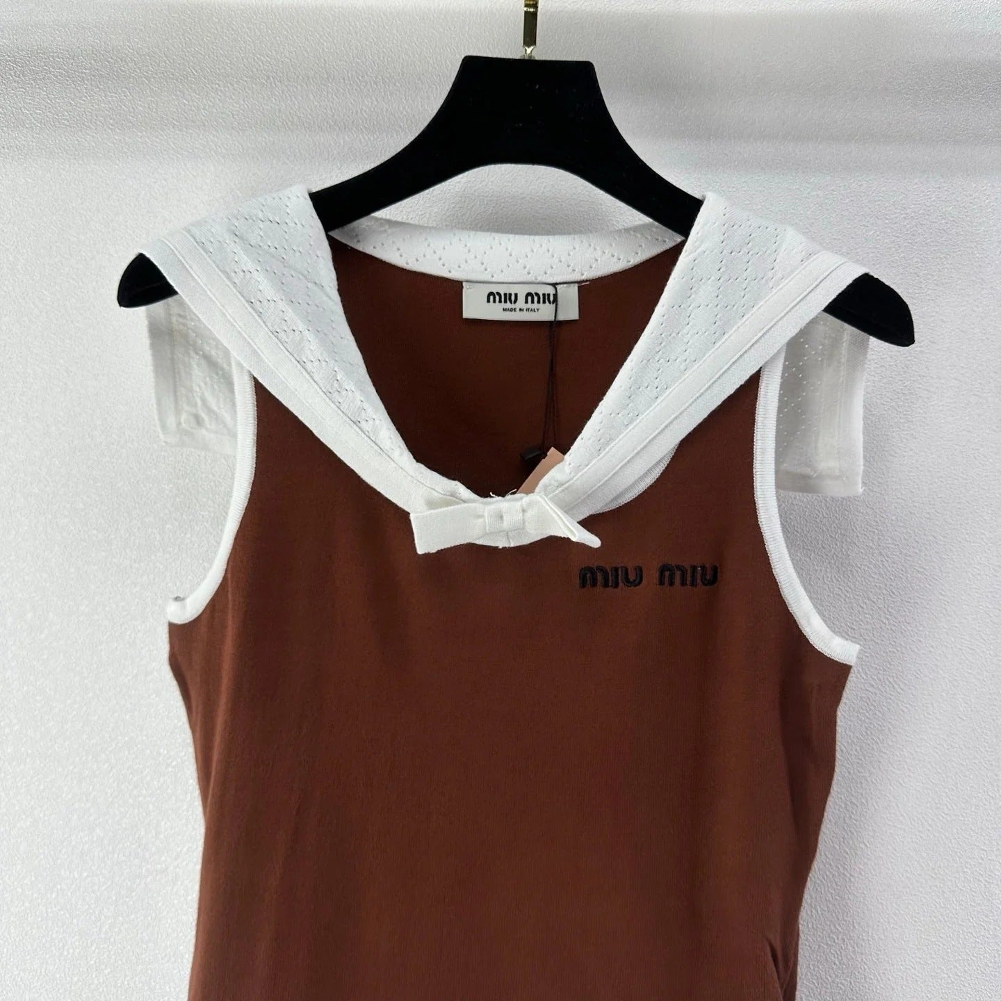 Miumiu 2026 Sailor Collar Bow Short-Sleeve Cotton 395594