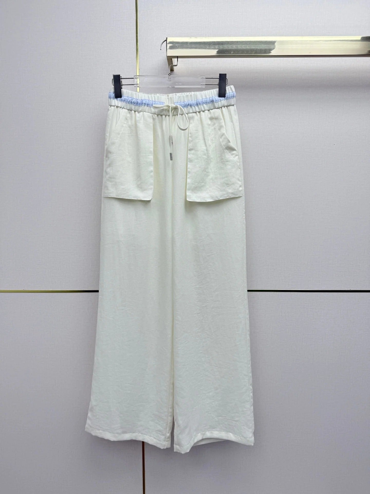 Miumiu 2026 Straight Leg Pants with Elastic Drawstring Waist Rayon Tencel 380433
