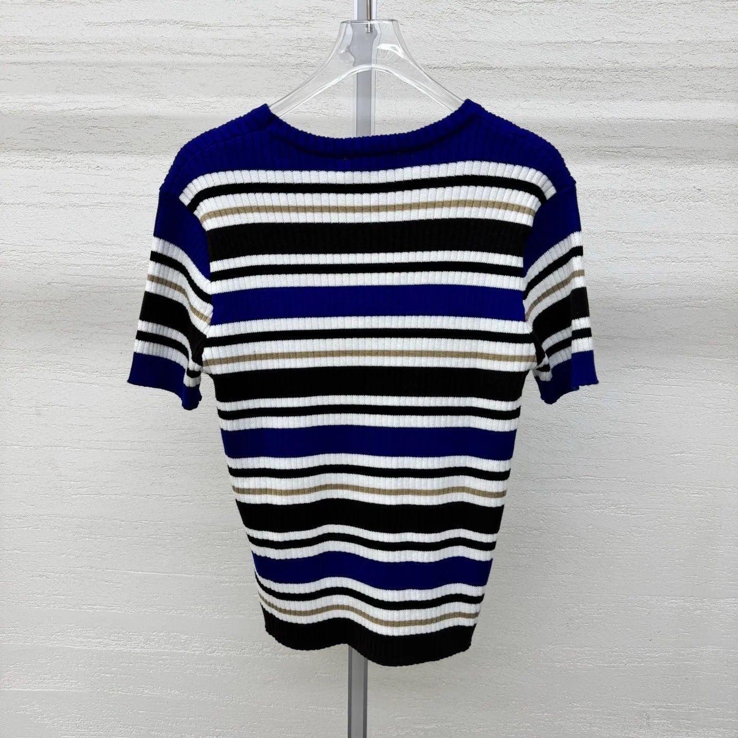 Miumiu 2026 Striped T-shirt Blue White Brown Wool Cashmere 356974