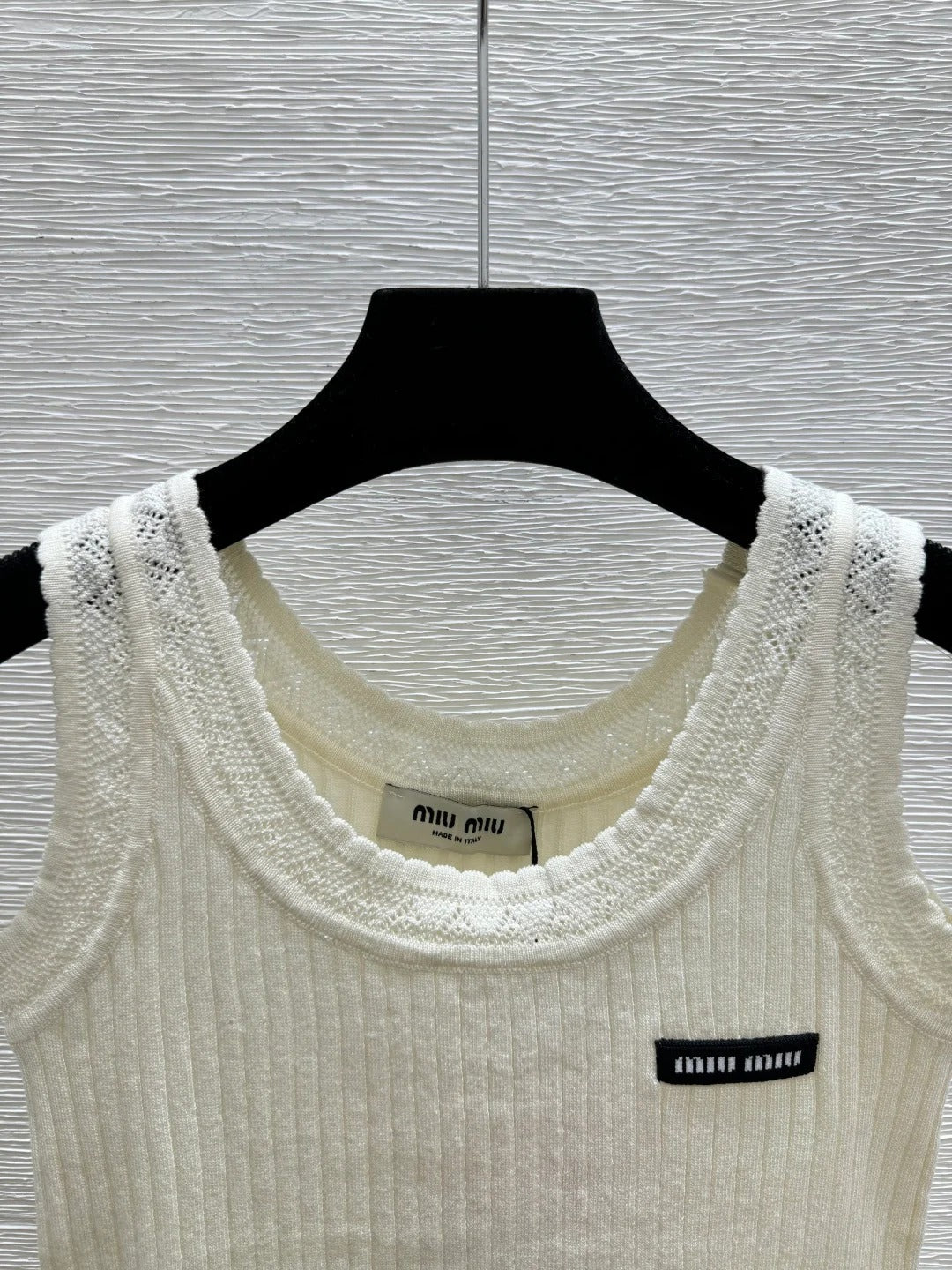 Miumiu 2026 Vest Black White Yellow Linen