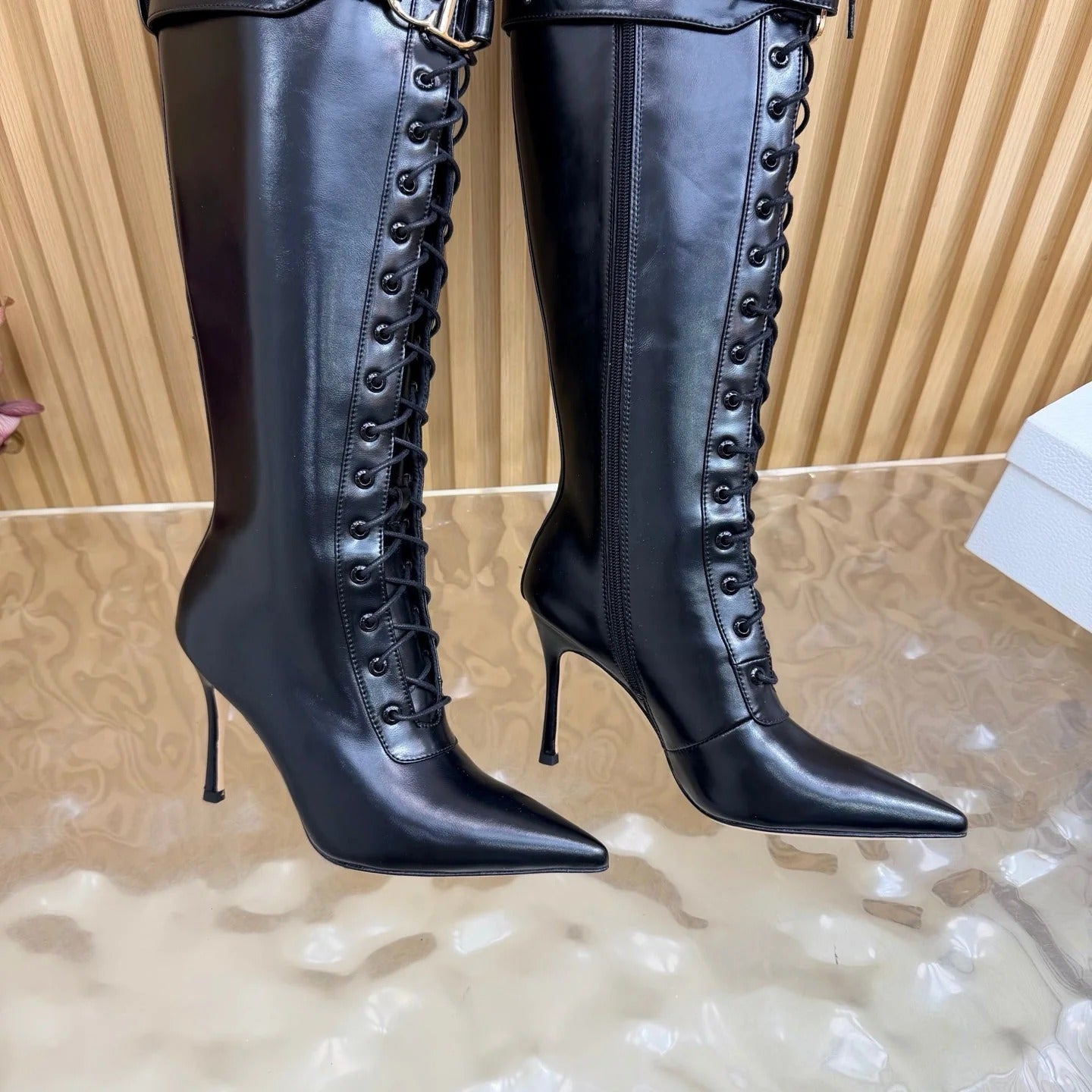 Dior 2026 Knee-High Boots 80mm Black Cowhide 956005