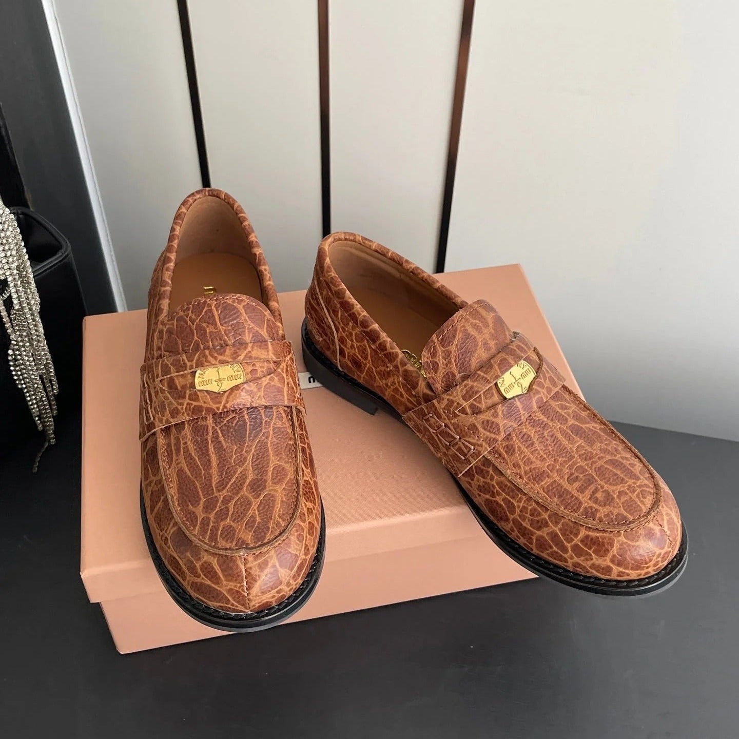 MIU 26 Casual Loafers Brown Calfskin 631627