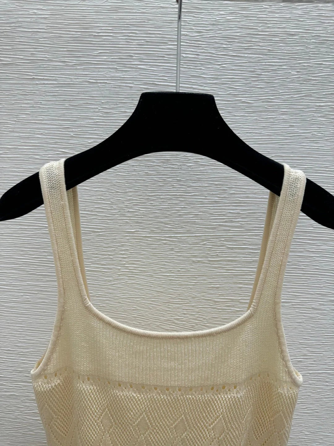 Chanel 2026 Round Neck Knitted Suspender Dress Yellow Linen 516040