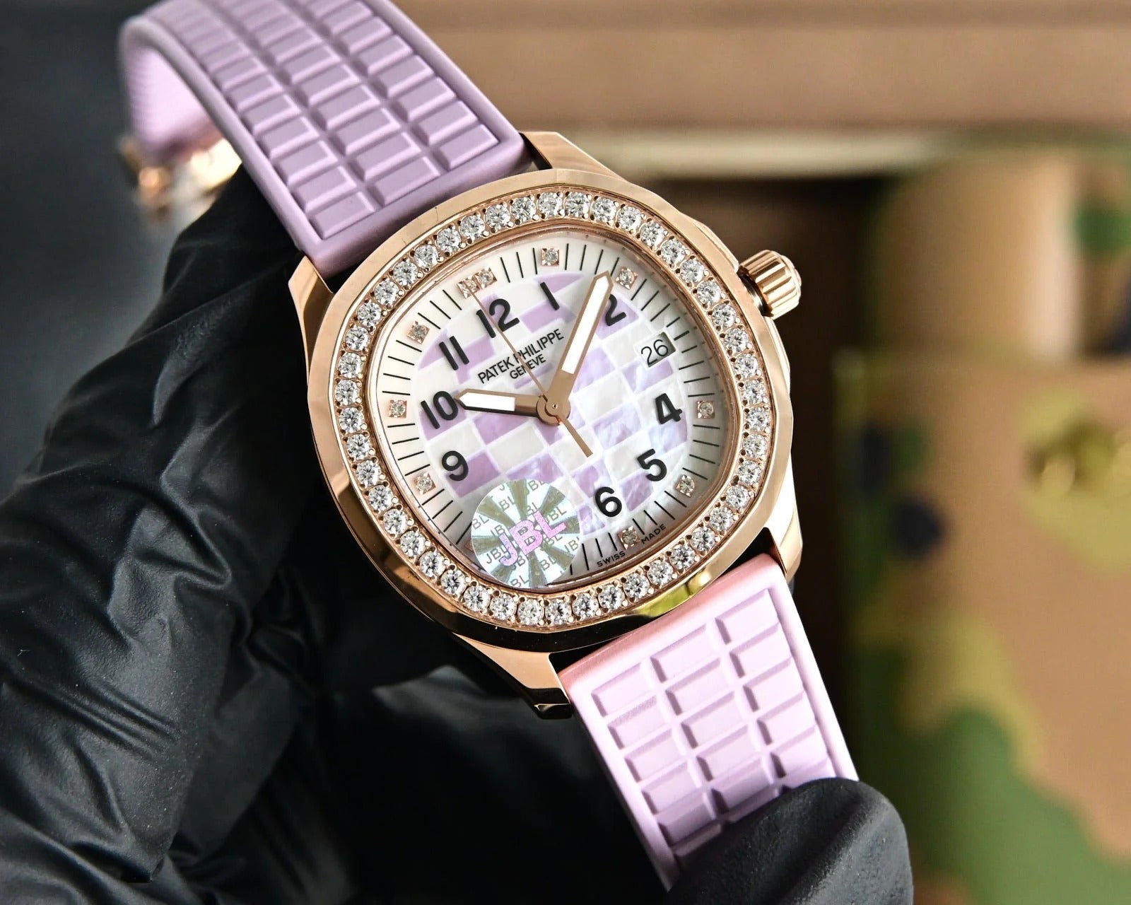Patek Aquanaut 35.6mm Rose Gold Case Pink Strap Watch