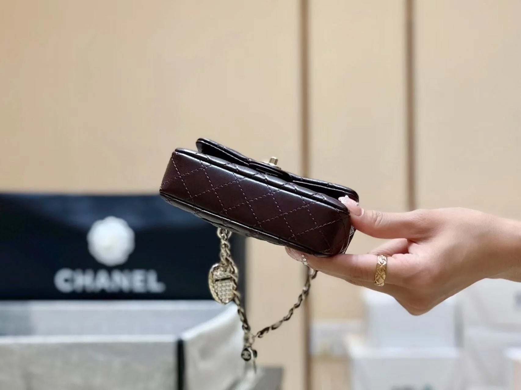 Chanel Mini Bag Wine Red Sheepskin