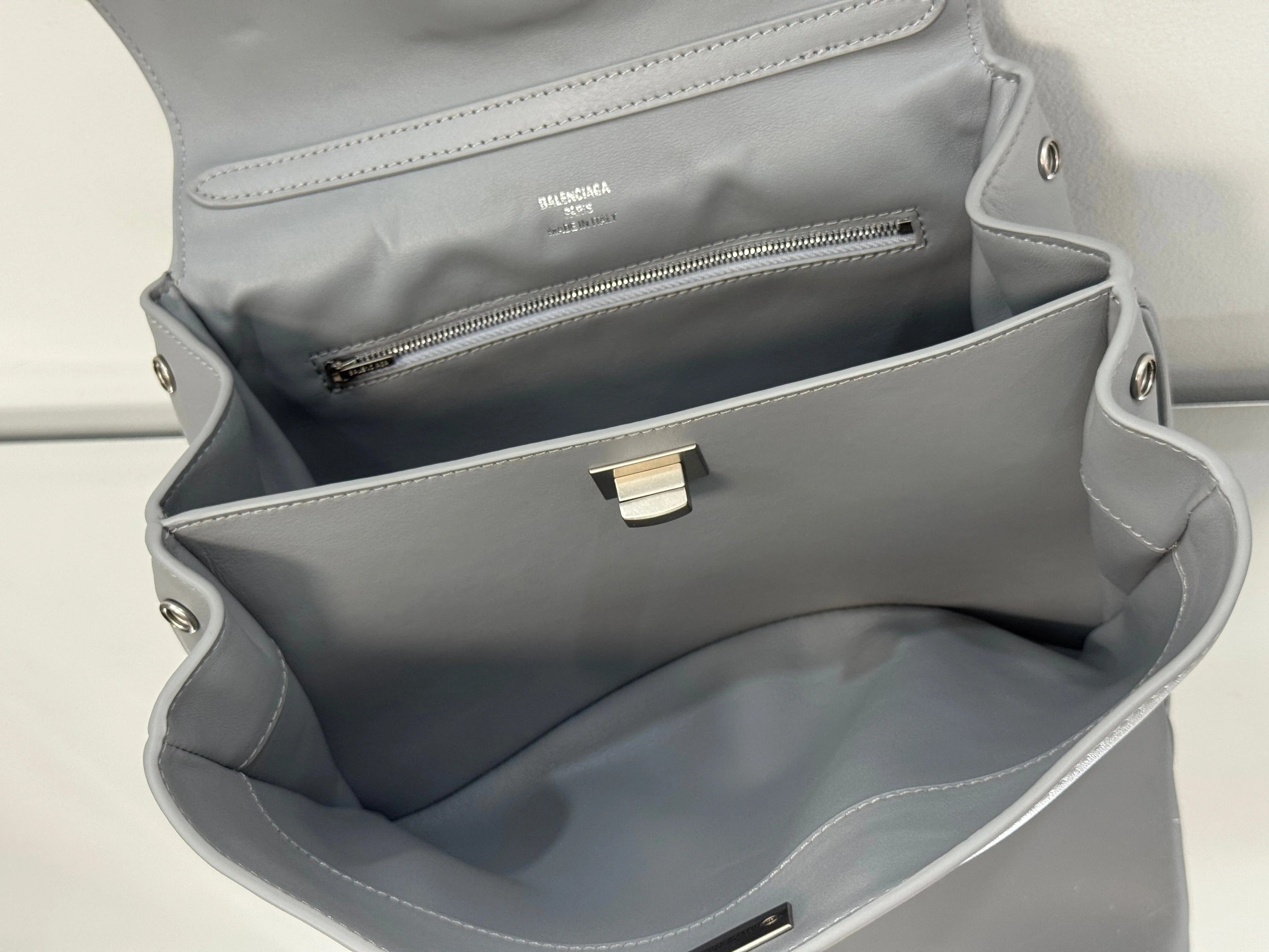 Balenciaga Mini Bag 22 Gray Calfskin Sliver Hardware