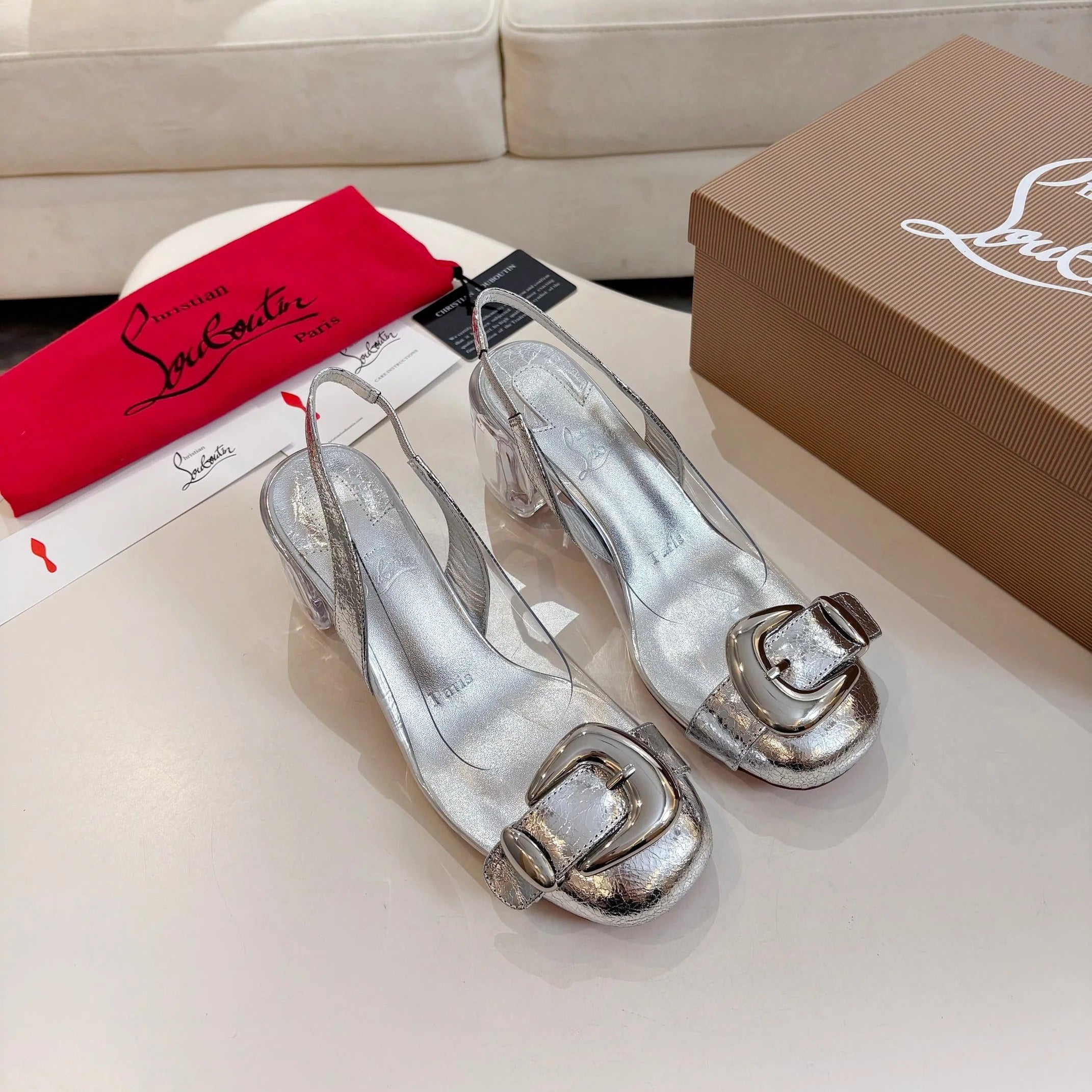 Christian Louboutin 2026 Minny Bubble 70mm Slingback Pumps PVC Patent Leather 780370