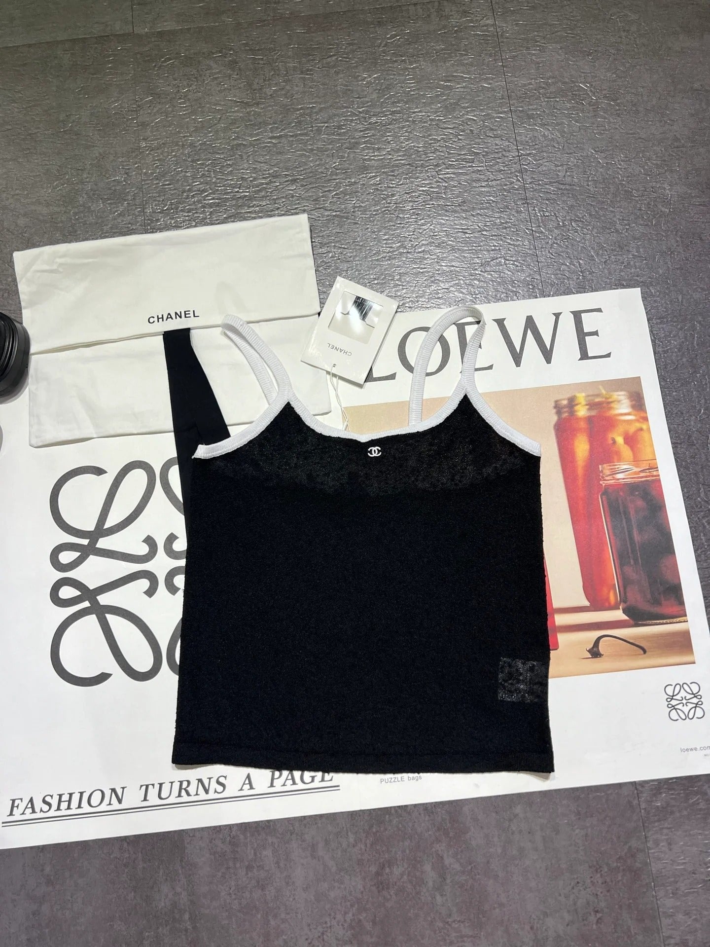Chanel 2026 Camisole Black and White Cotton Linen
