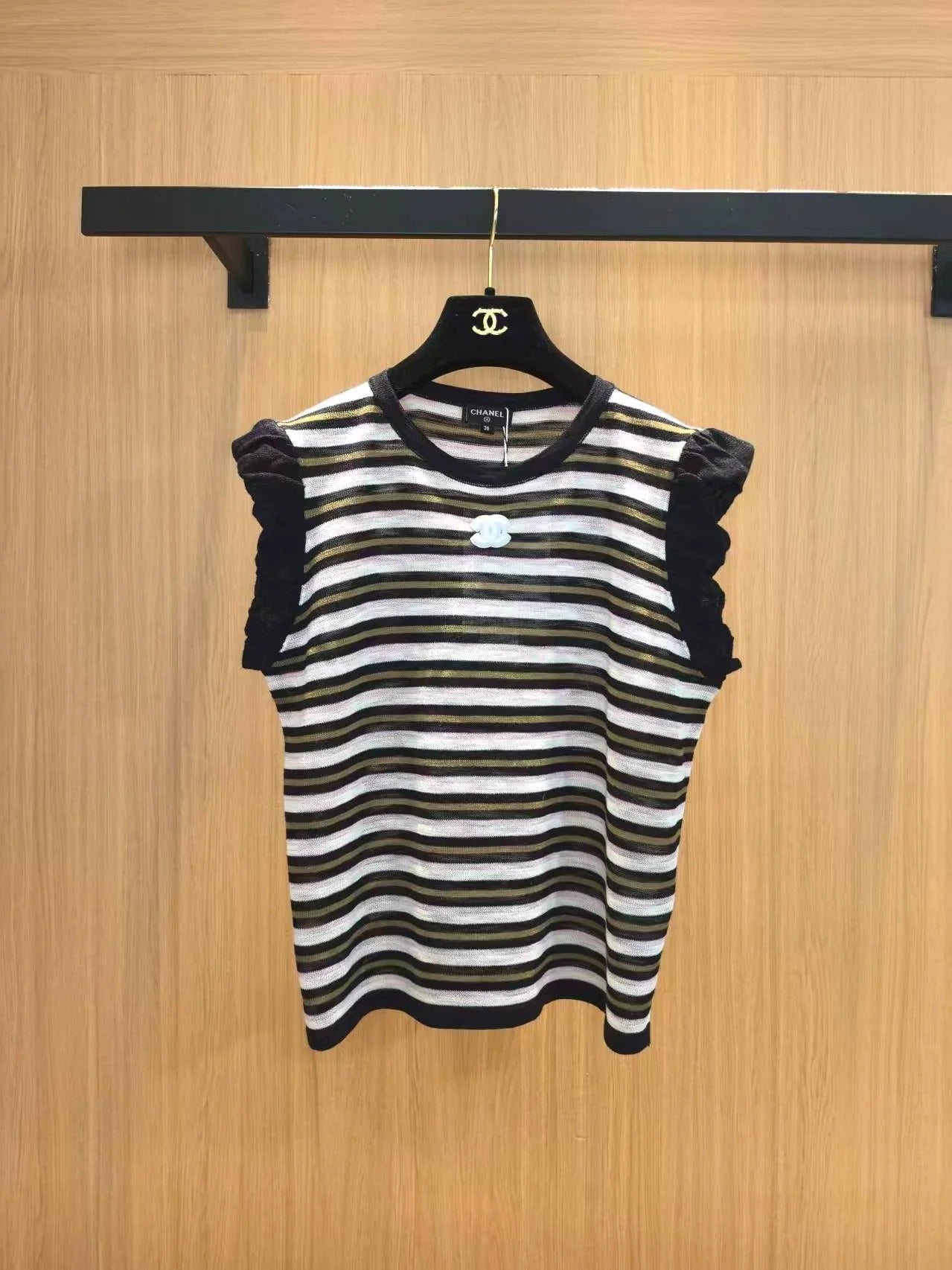 Chanel 2026 Striped Sleeveless Knit Vest Acrylic 387901