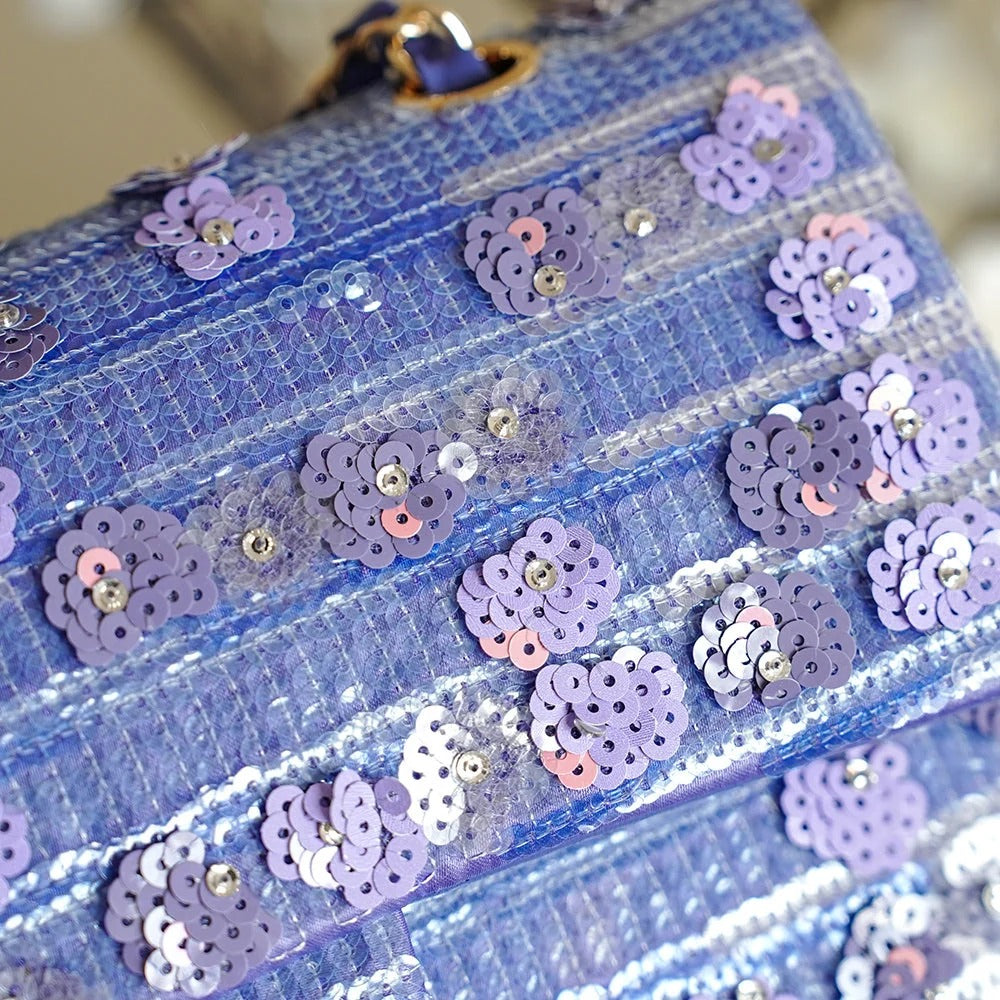 Chanel 2026 Bag 25.5cm Violet Sequin Leather