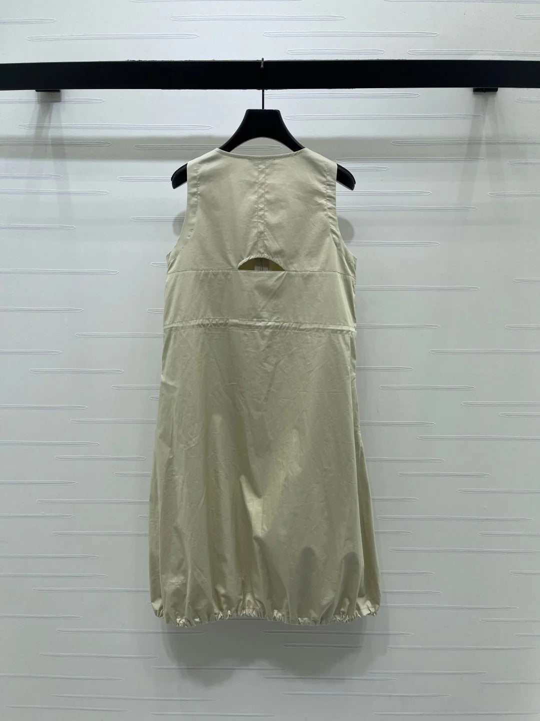 Miumiu 2026 Letter Label Waist-cinching Vest Dress Beige Polyester 392570