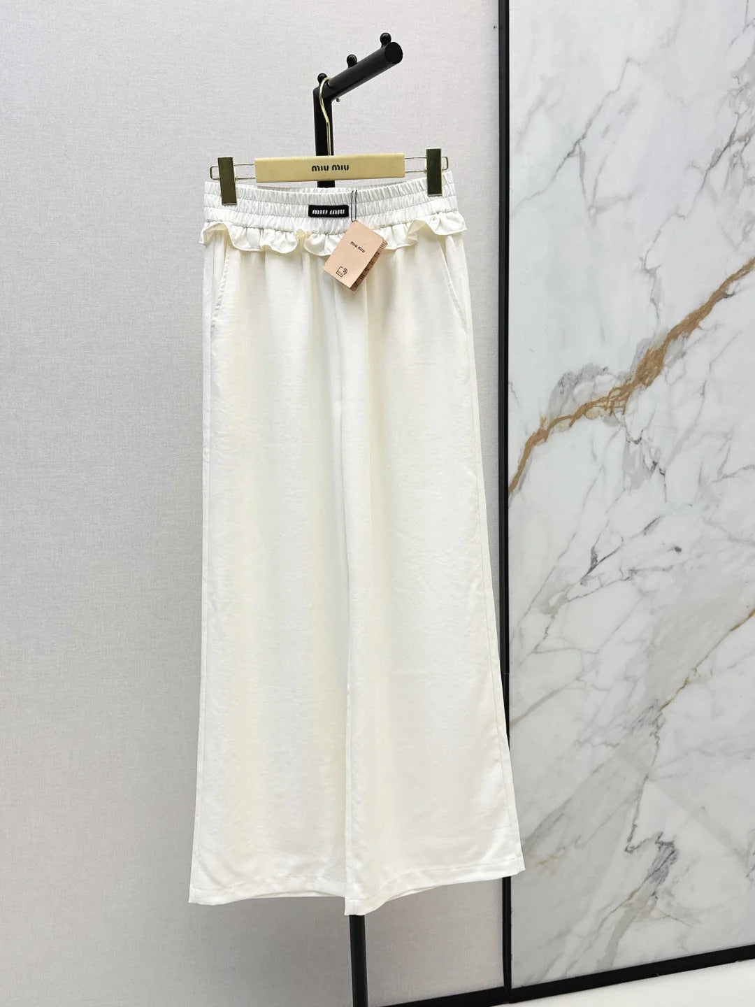 Miumiu 2026 Elastic Waist Straight Leg Pants Polyester 435240