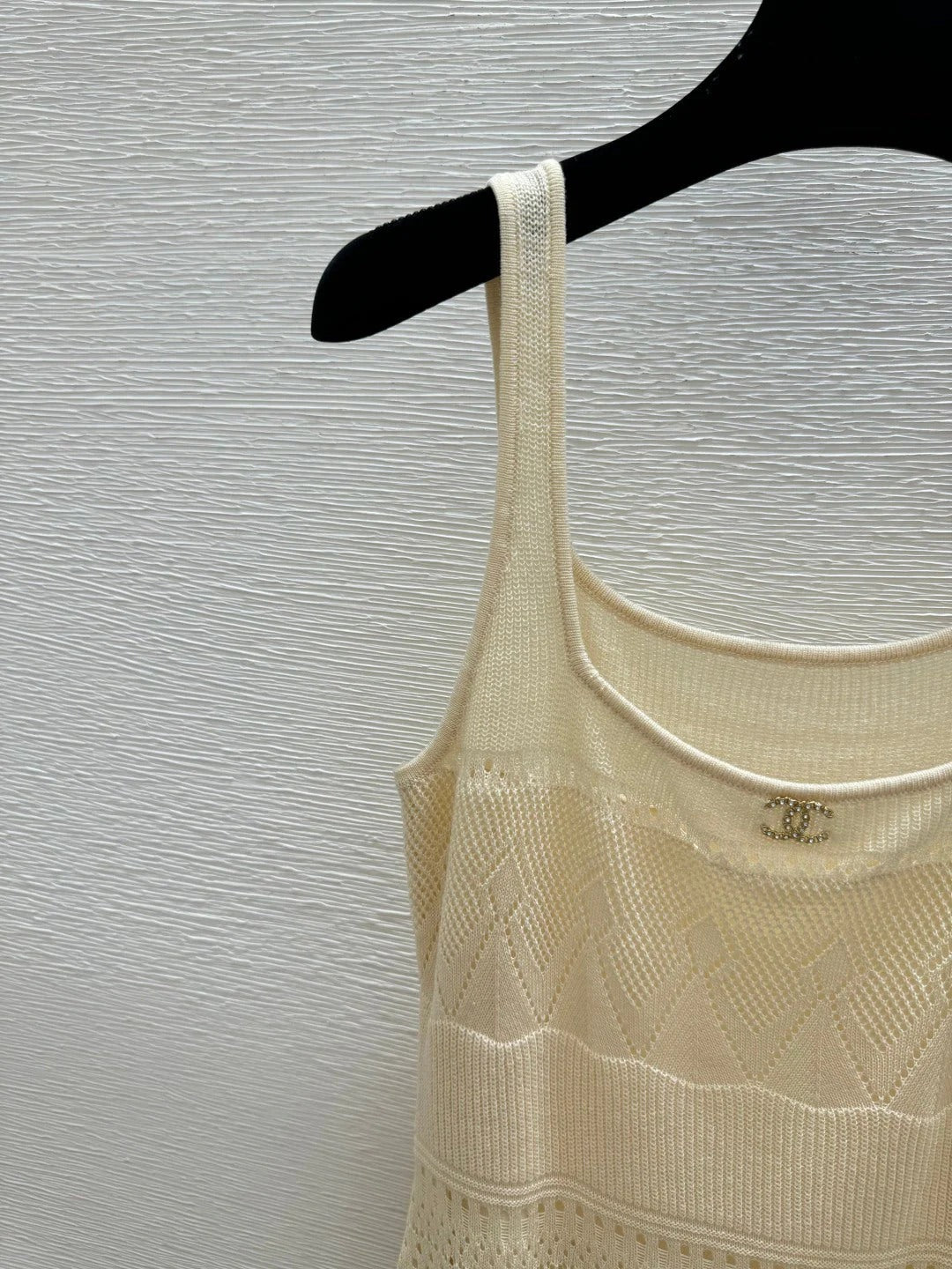 Chanel 2026 Round Neck Knitted Suspender Dress Yellow Linen 516040