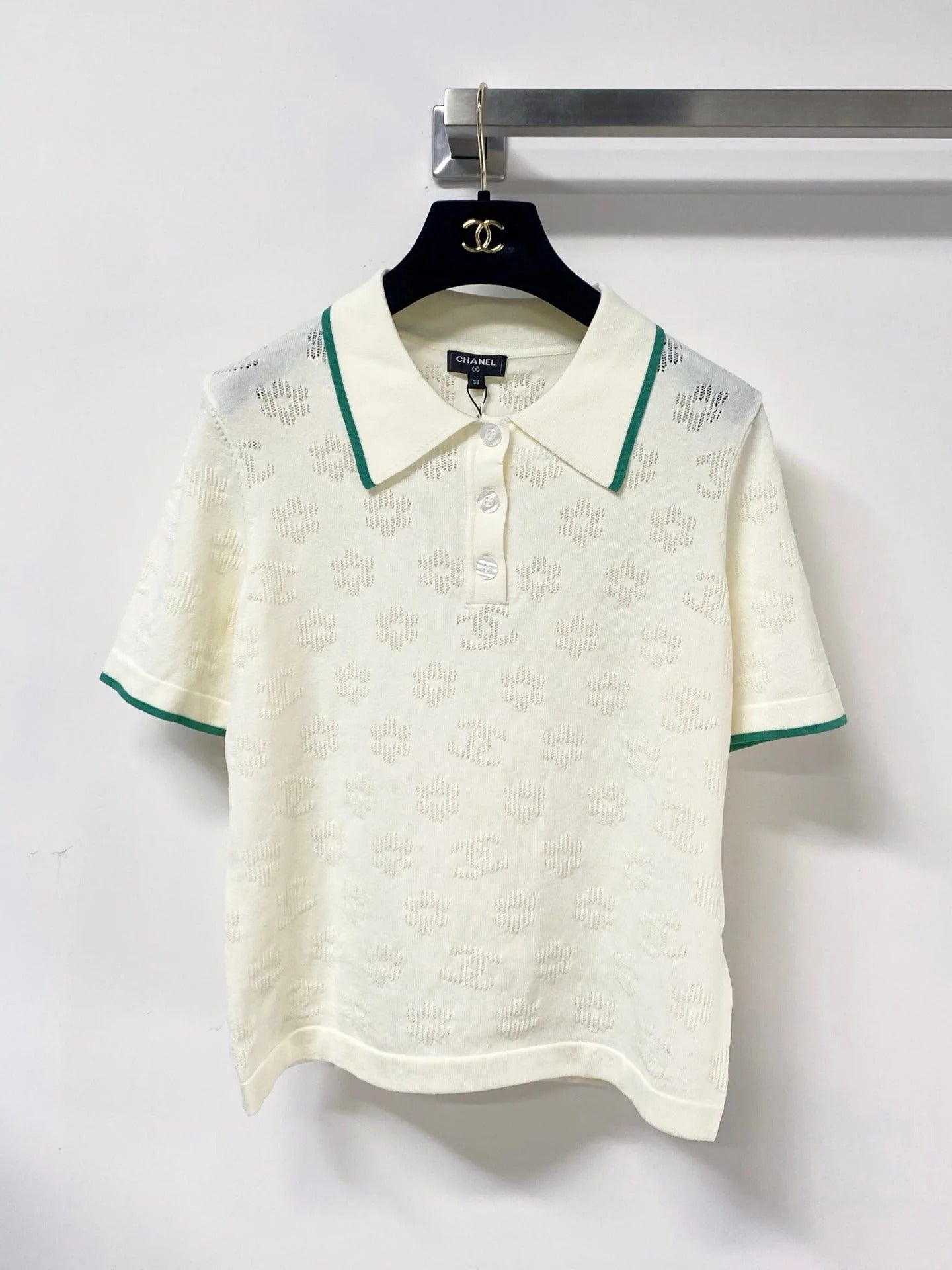 Chanel 2026 Short-Sleeve Knit Polo Shirt Cotton 479910