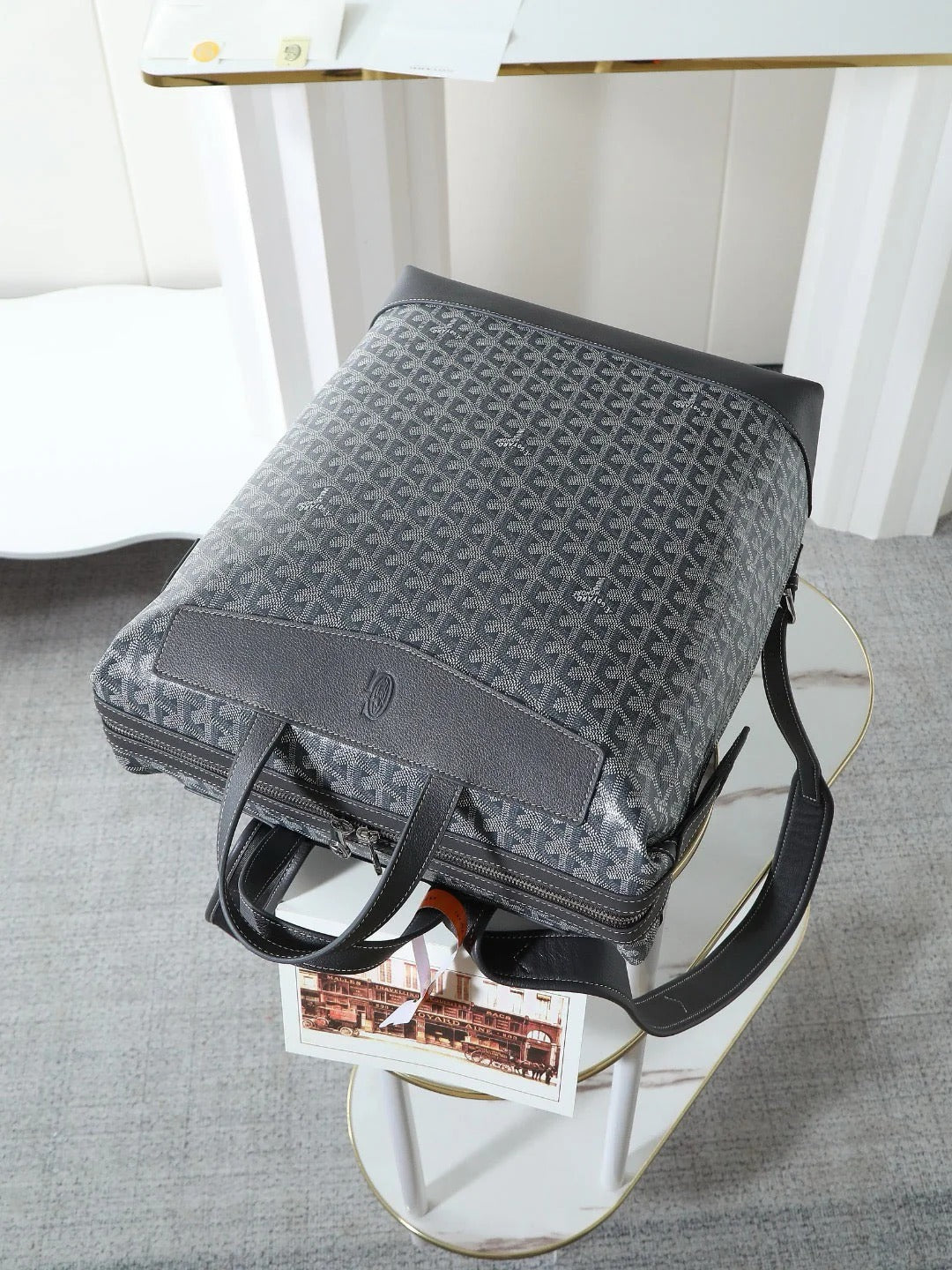 Goyard 2026 Cisalpin Backpack 43cm Grey Black Goyardine Canvas