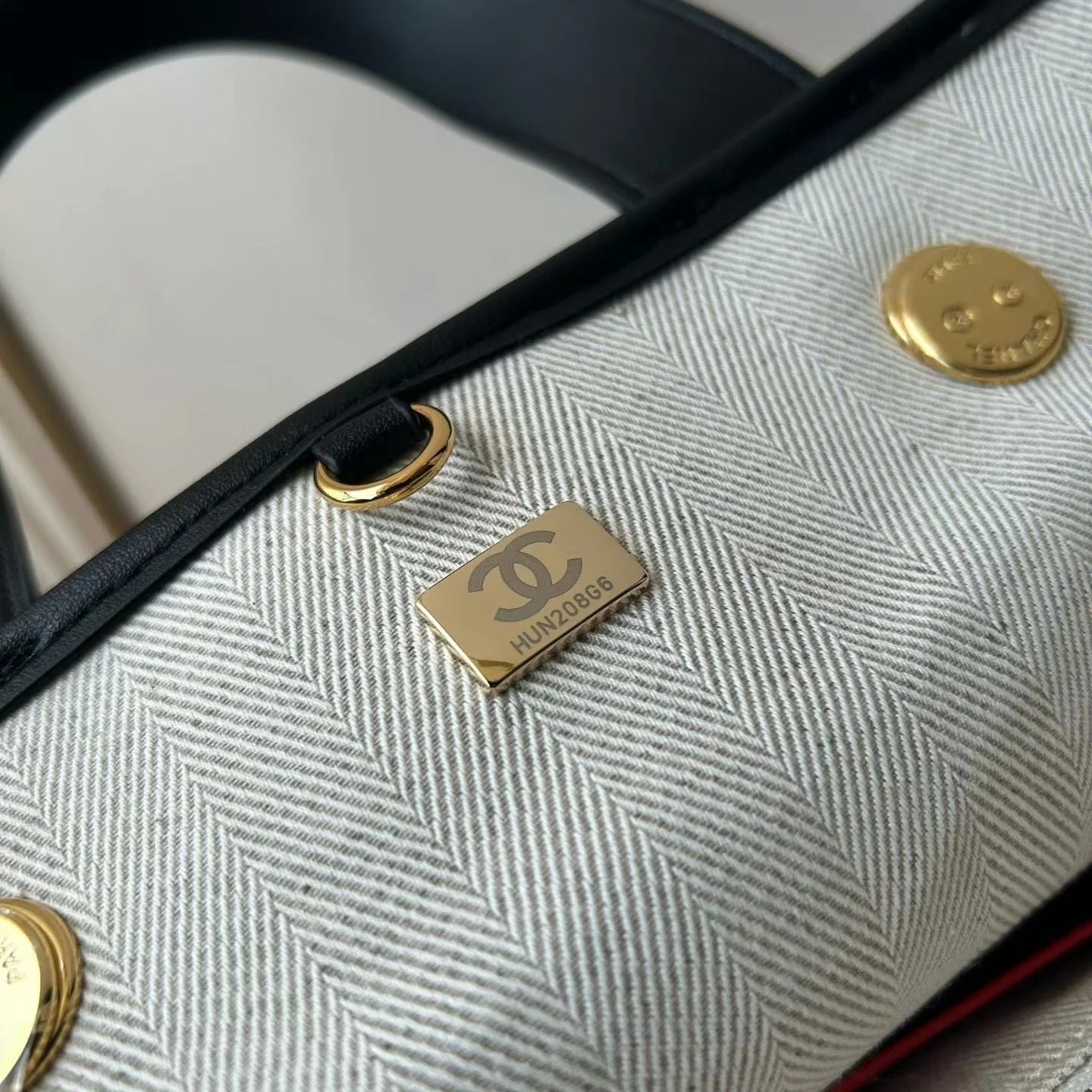 Chanel 2026 Double C Tote Bag 36cm Black White Canvas Leather