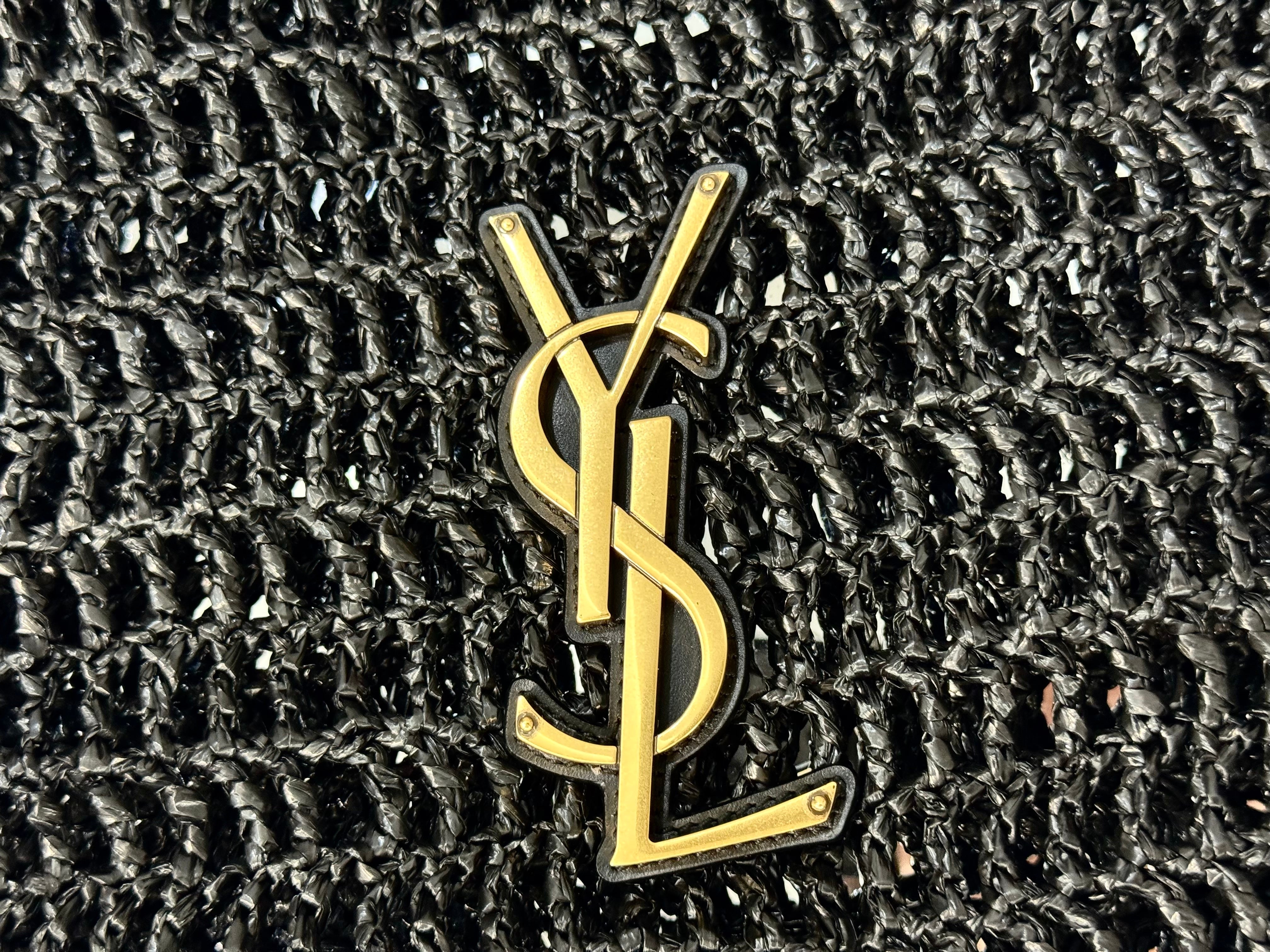 YSL Shoulder Bag 40 Black Raffia Woven