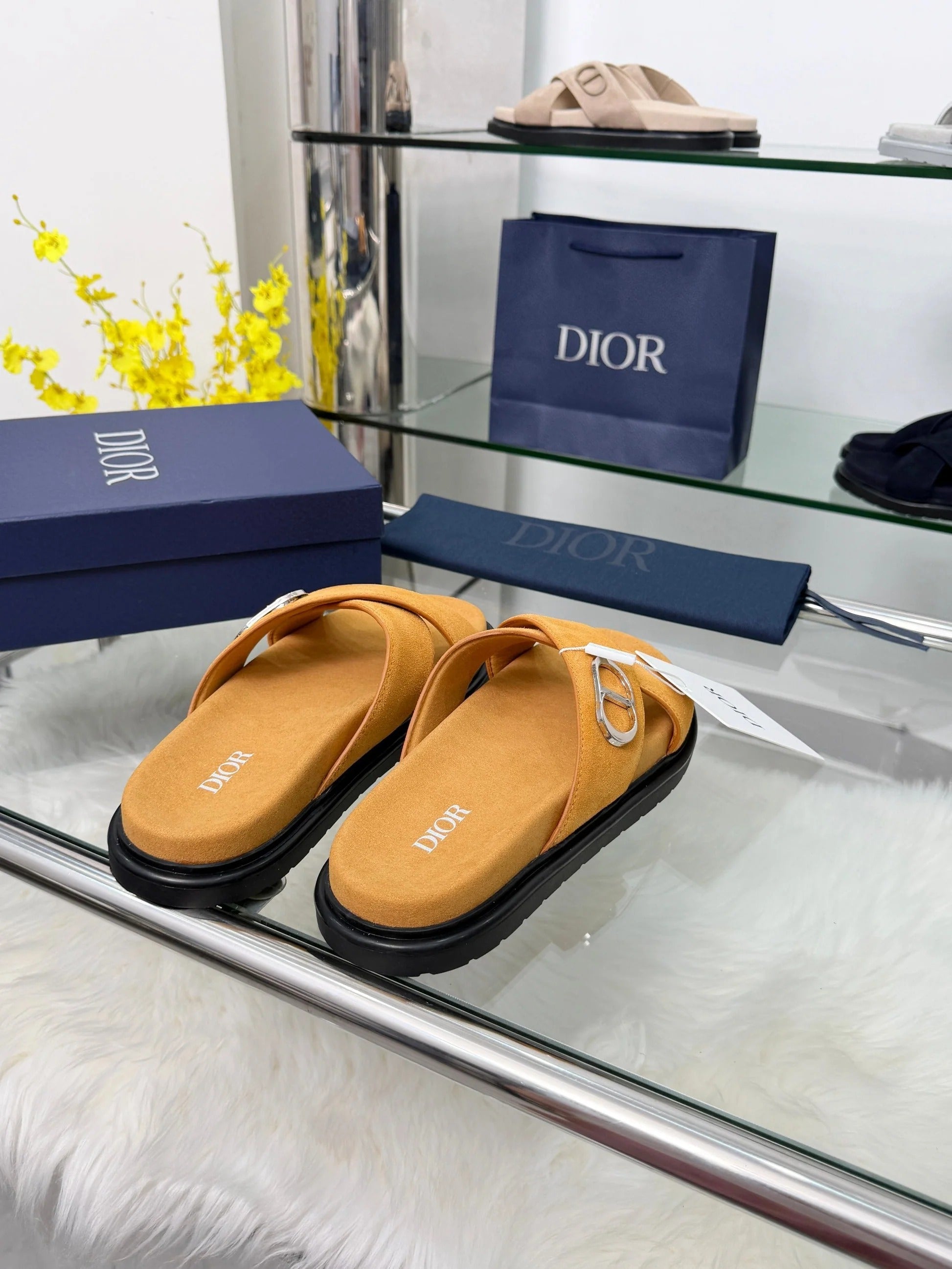 Dior 2026 Criss-Cross Strap Men Sandals Suede 966584