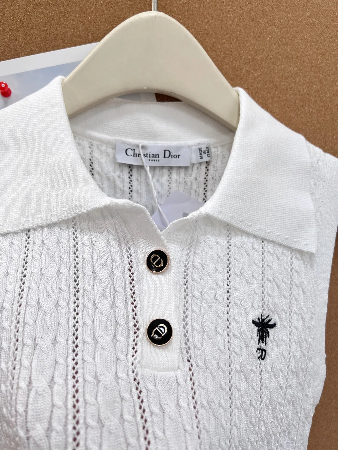 Dior 2026 Knit Polo Vest Bee Embroidery Wool 481948