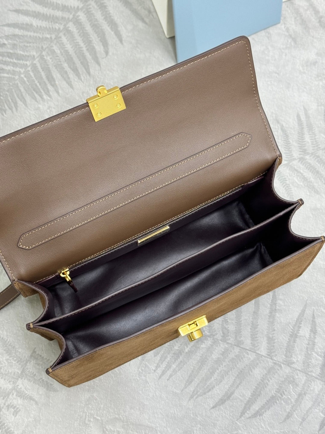 Prada 2026 Soft Sound Bag 28cm Brown Suede Leather