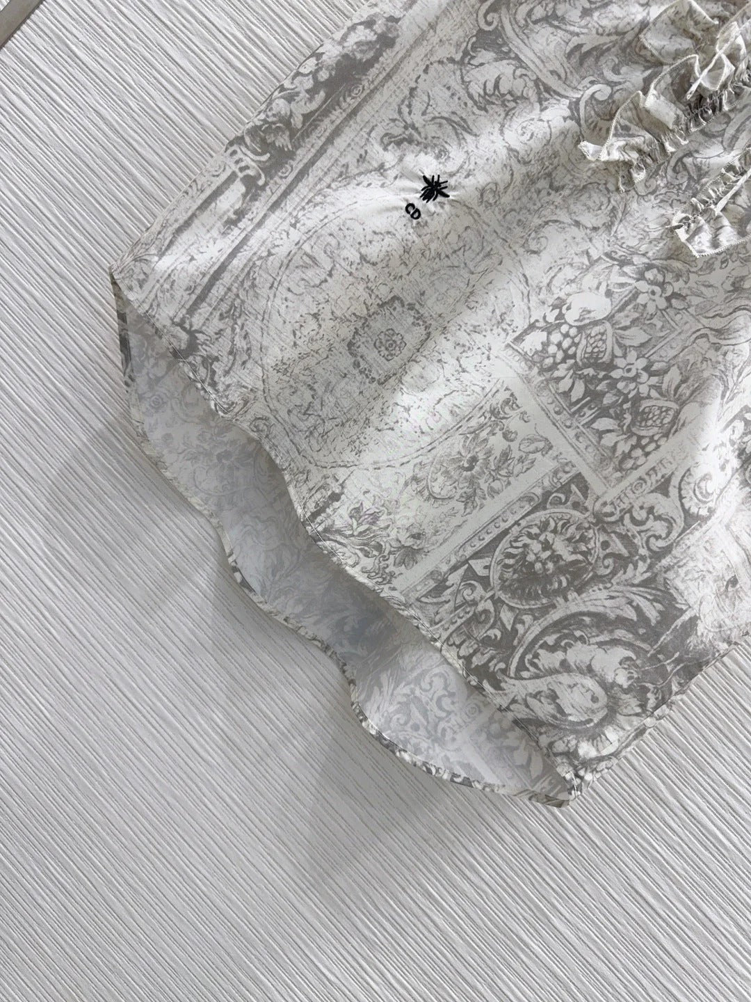 Dior 2026 Toile de Jouy Pattern Shirt With Lace Trim Grey Cotton 449989
