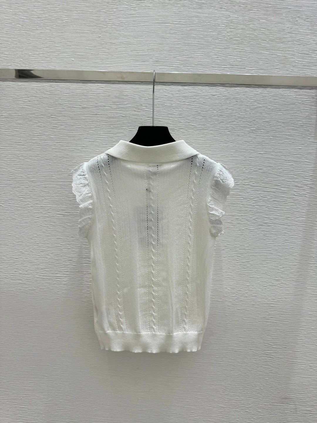 Miumiu 2026 Collar Knitted Vest Black and White Wool 227566