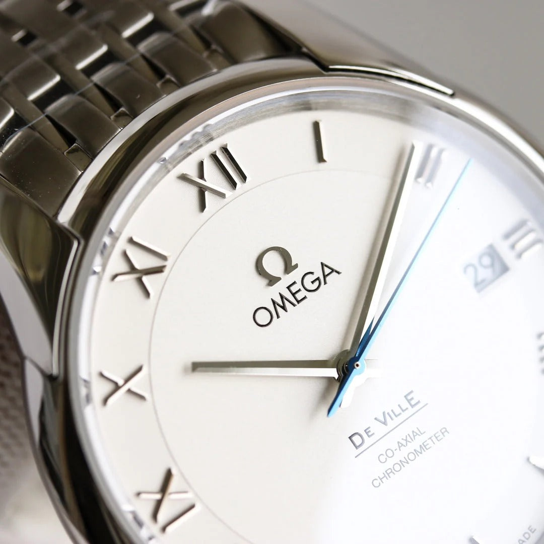 Omega De Ville Co-Axial Chronometer 41mm Watch White Dial Silver Strap