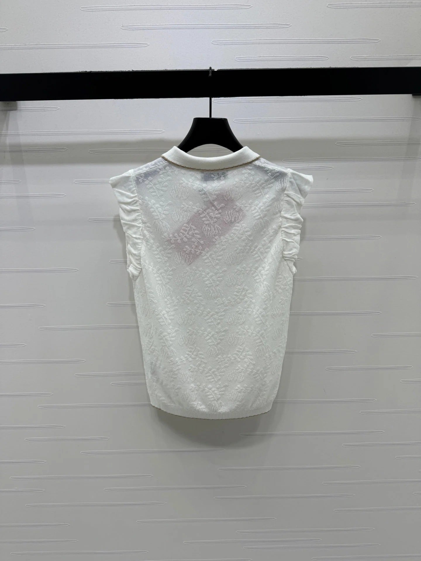 Miumiu 2026 Collared Jacquard Knit Vest Wool Nylon 442704