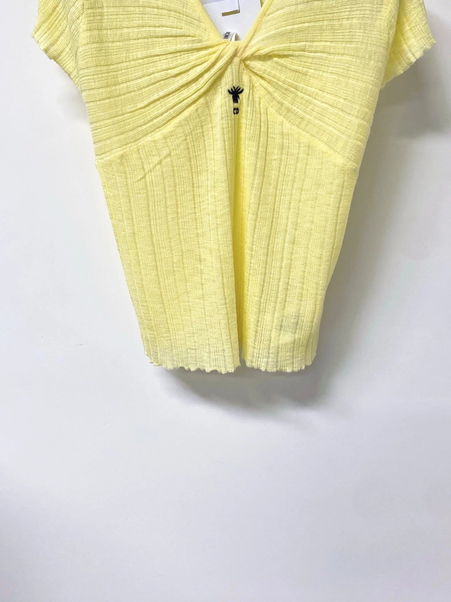 Dior 2026 Short-Sleeve T-Shirt V-neck Top Subtle Front Twist Detail Tencel 487973