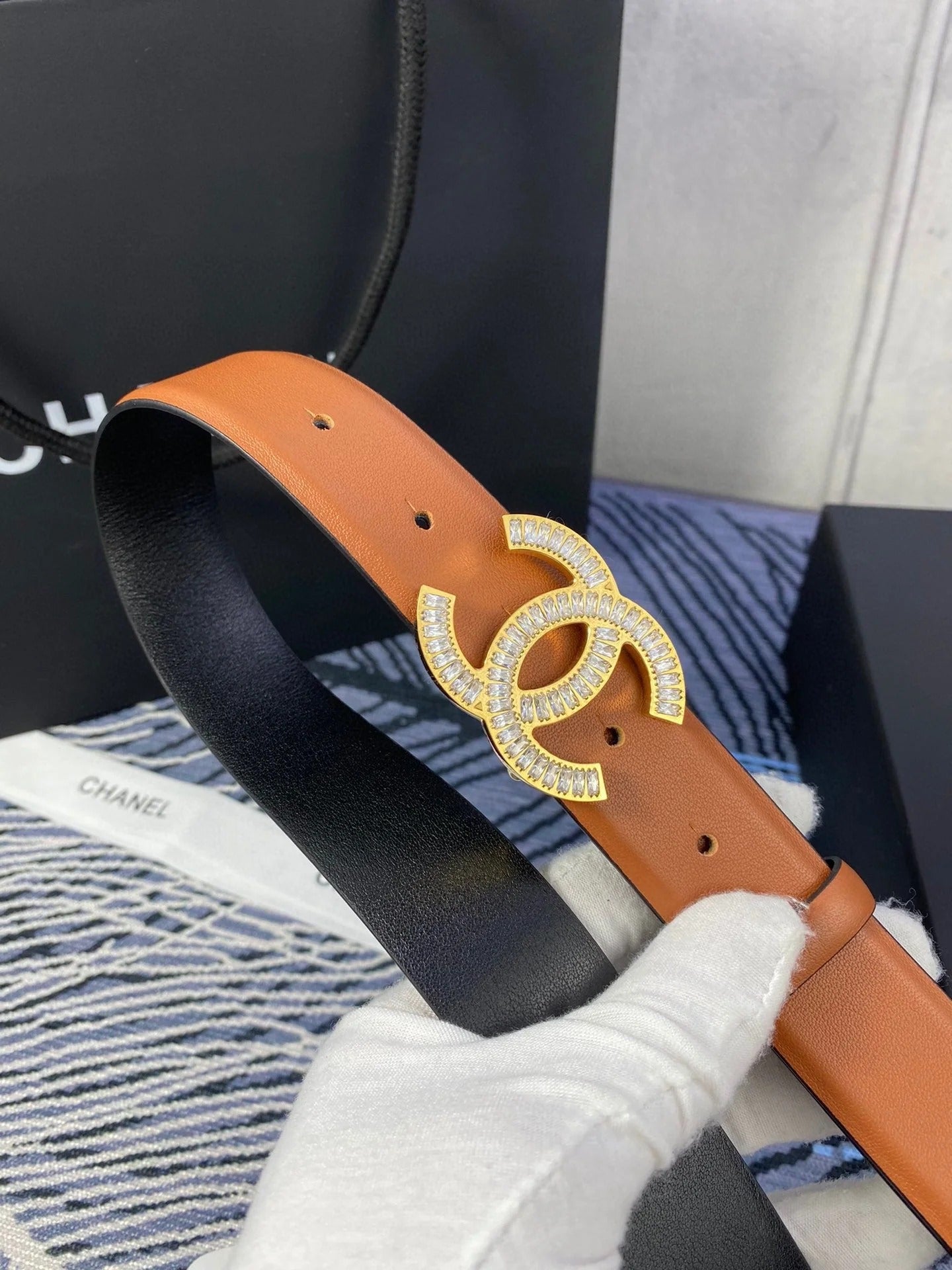 CC Women's Belt 3.0CM Brown Cowhide 615101