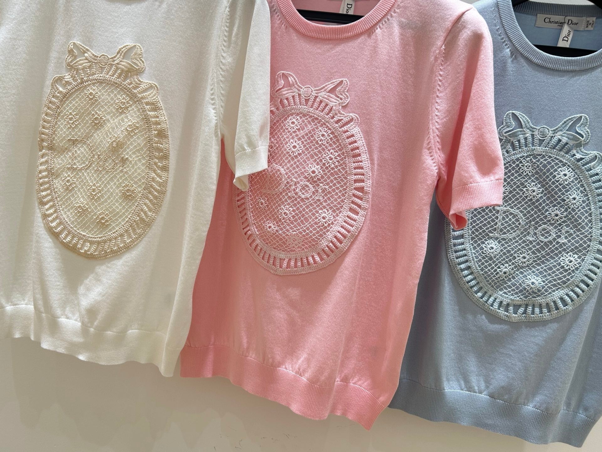 Dior 2026 Short-Sleeved T-shirts Crochet-Effect Patch Tencel 469332