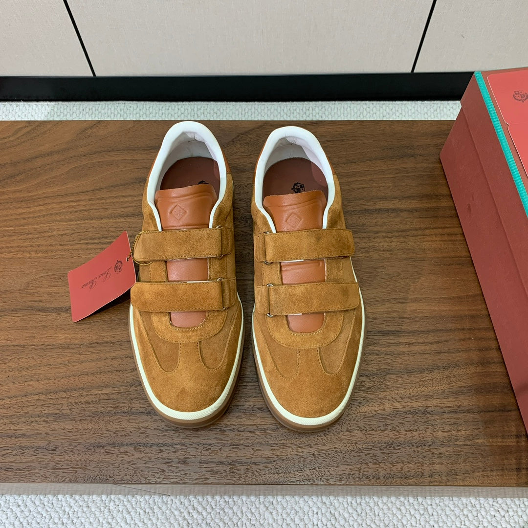 LP 26SS Velcro-strap Men Sneaker Camel Suede Leather 606507
