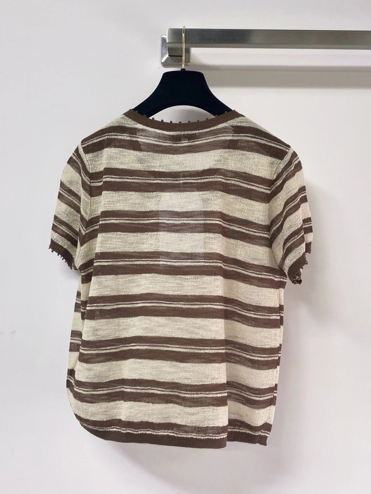 Chanel 2026 Short-Sleeve Knit Brown Wool Laine 463562
