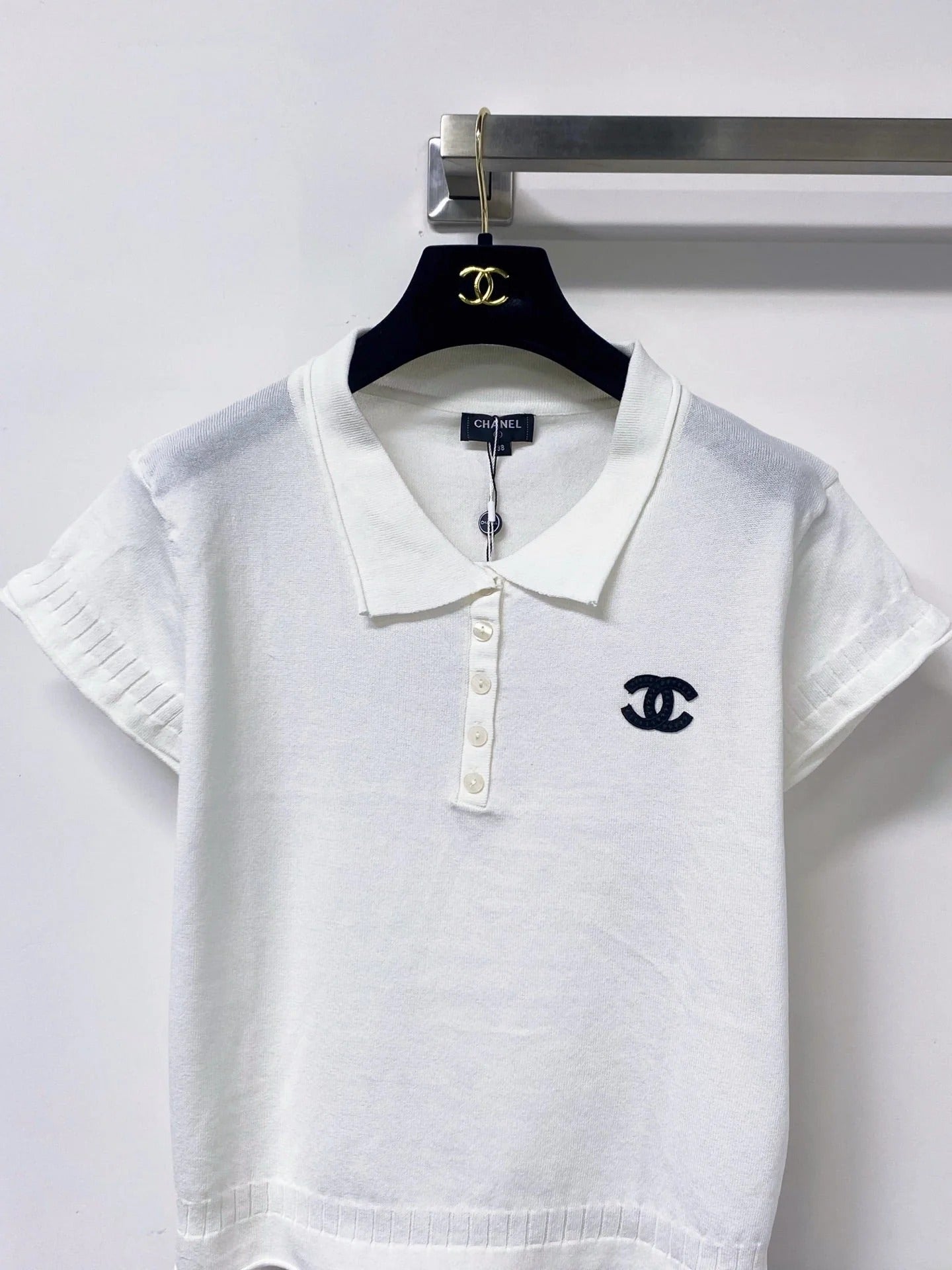 Chanel 2026 Short-Sleeve Knit Polo Shirt Wool Laine 479887